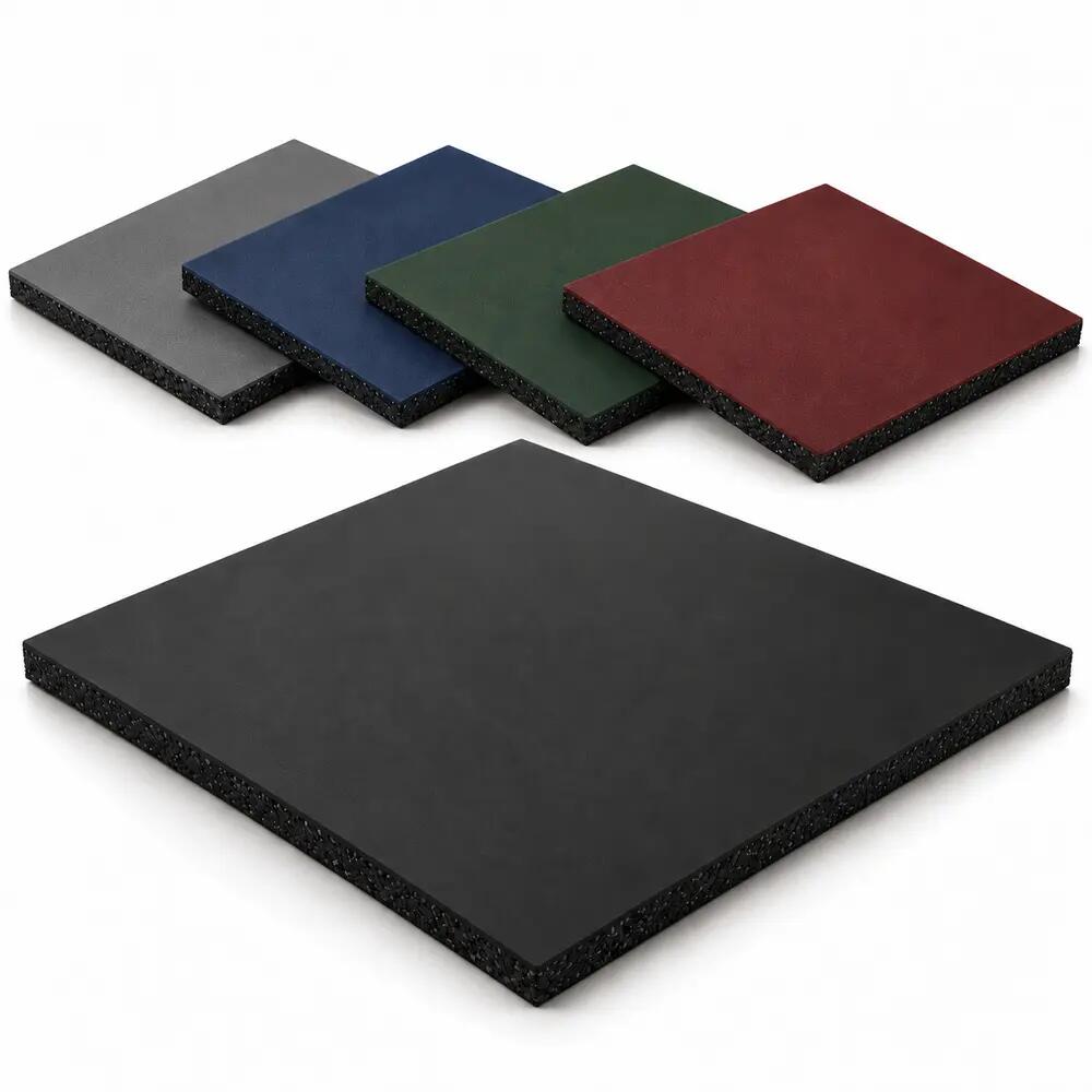 Losetas de Caucho para Gimnasio Pack 12 uds 1x1m x 10mm Negro 8/9