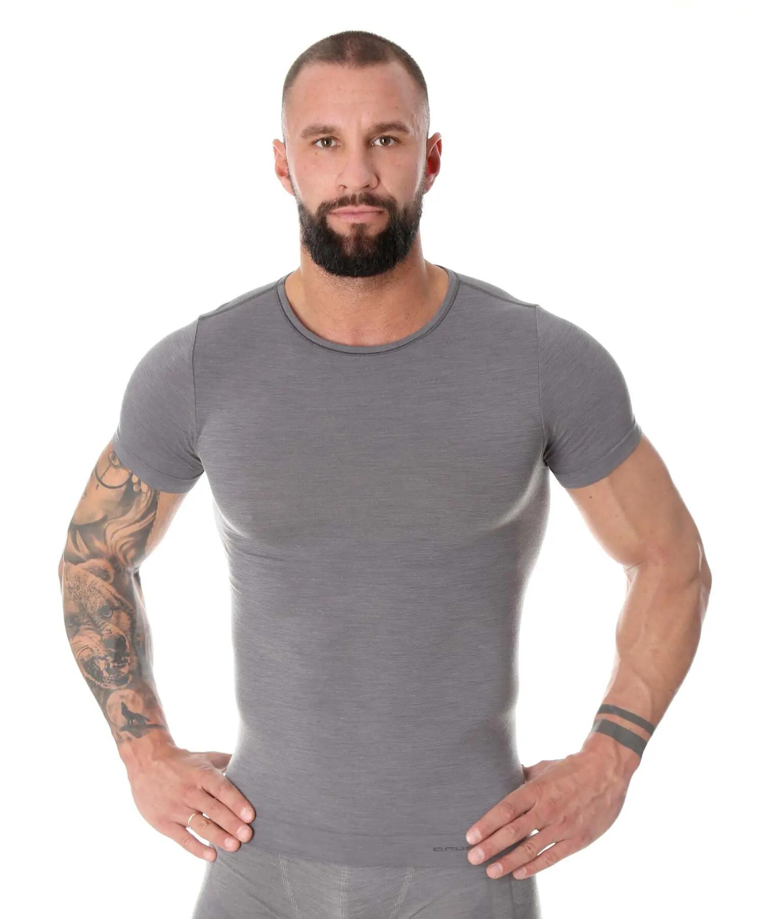 Koszulka męska z krótkim rękawem Brubeck COMFORT WOOL 1/4