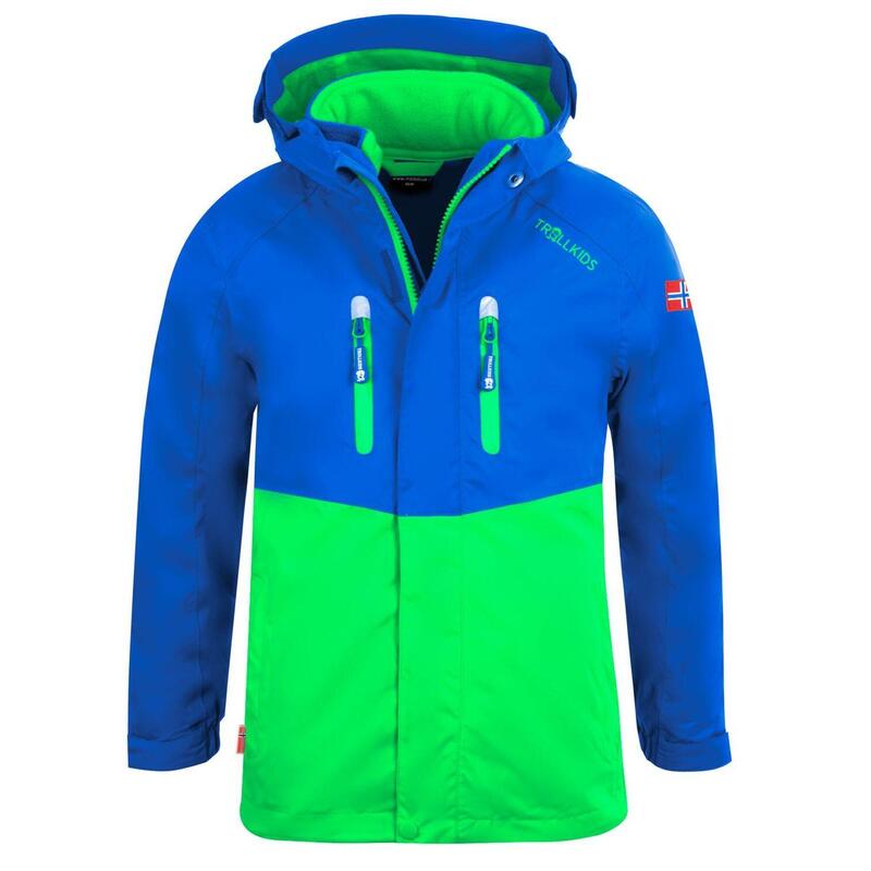 Kinder 3in1 Jacke Bryggen Wasserdicht Mittelblau / Hellgrün