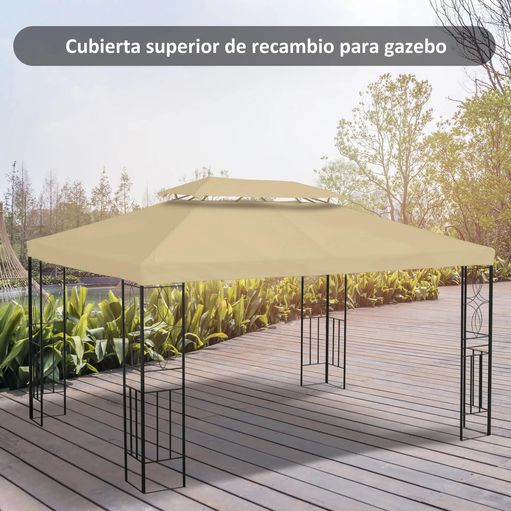 Techo de Repuesto Outsunny 400x300 cm Crema 2/7