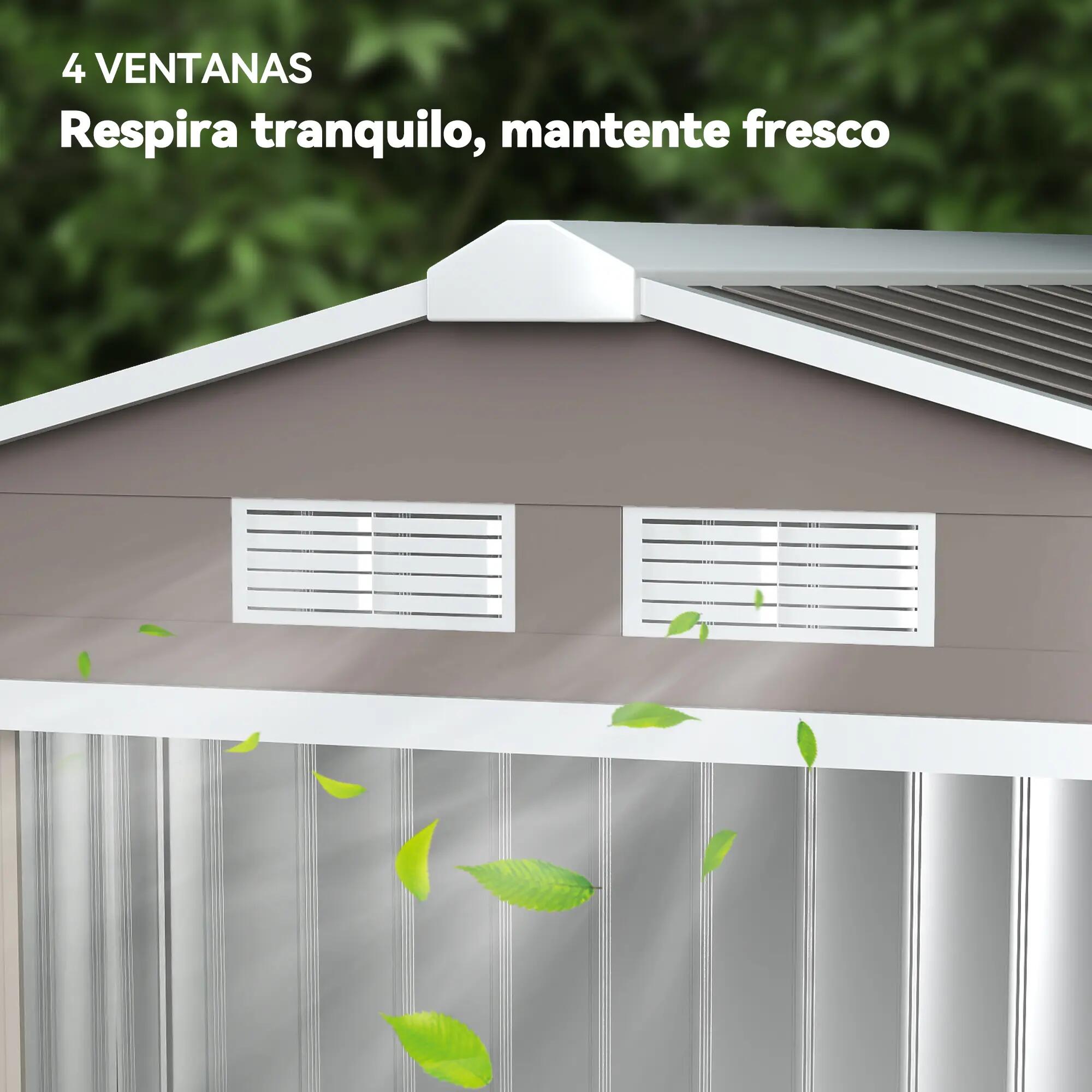 Abrigo de Armazenamento 213x130x185 cm Cinzento Outsunny 4/7