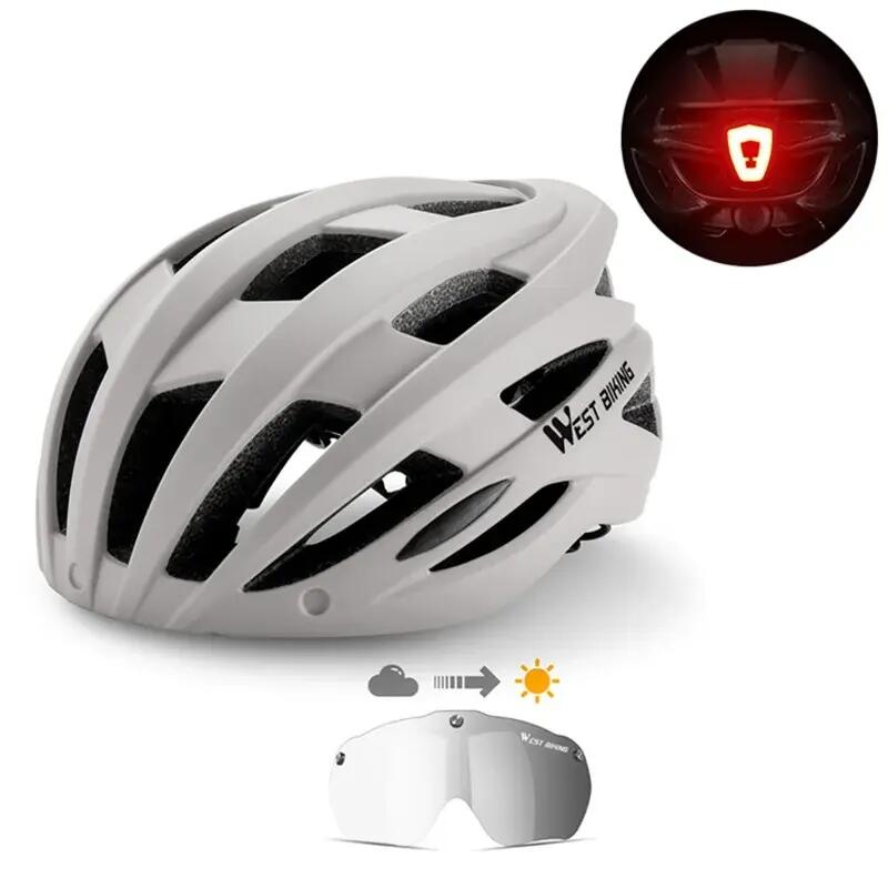 Capacete com lentes fotocromáticas destacáveis e luz traseira 1/7