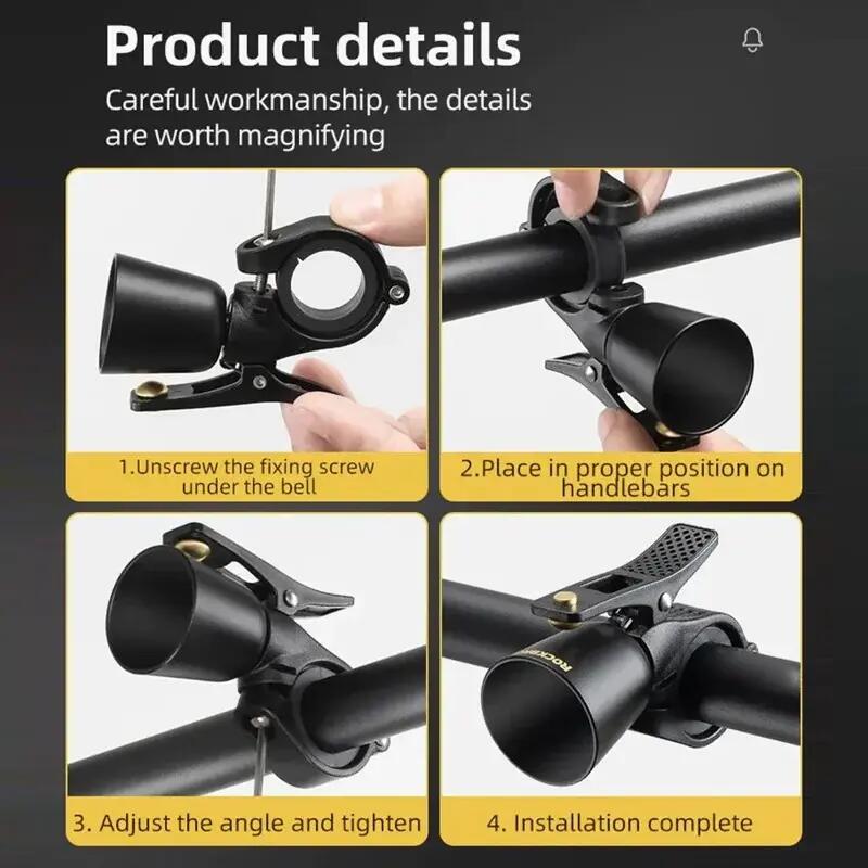 Campanello ROCKBROS in lega di rame compatto, nero per manubri 22–31,8 mm 6/7