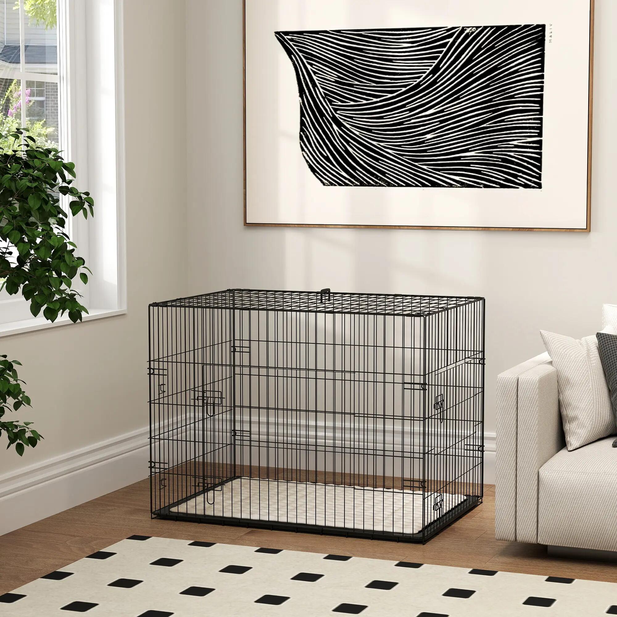 Gaiola para cães 90x57.5x62 cm preto PawHut 7/9