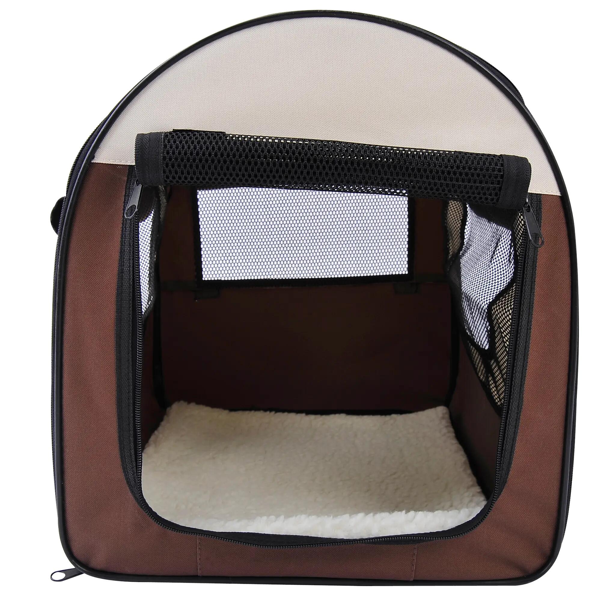 Transportador para animais de estimação 46x36x41 cm castanho PawHut 7/9
