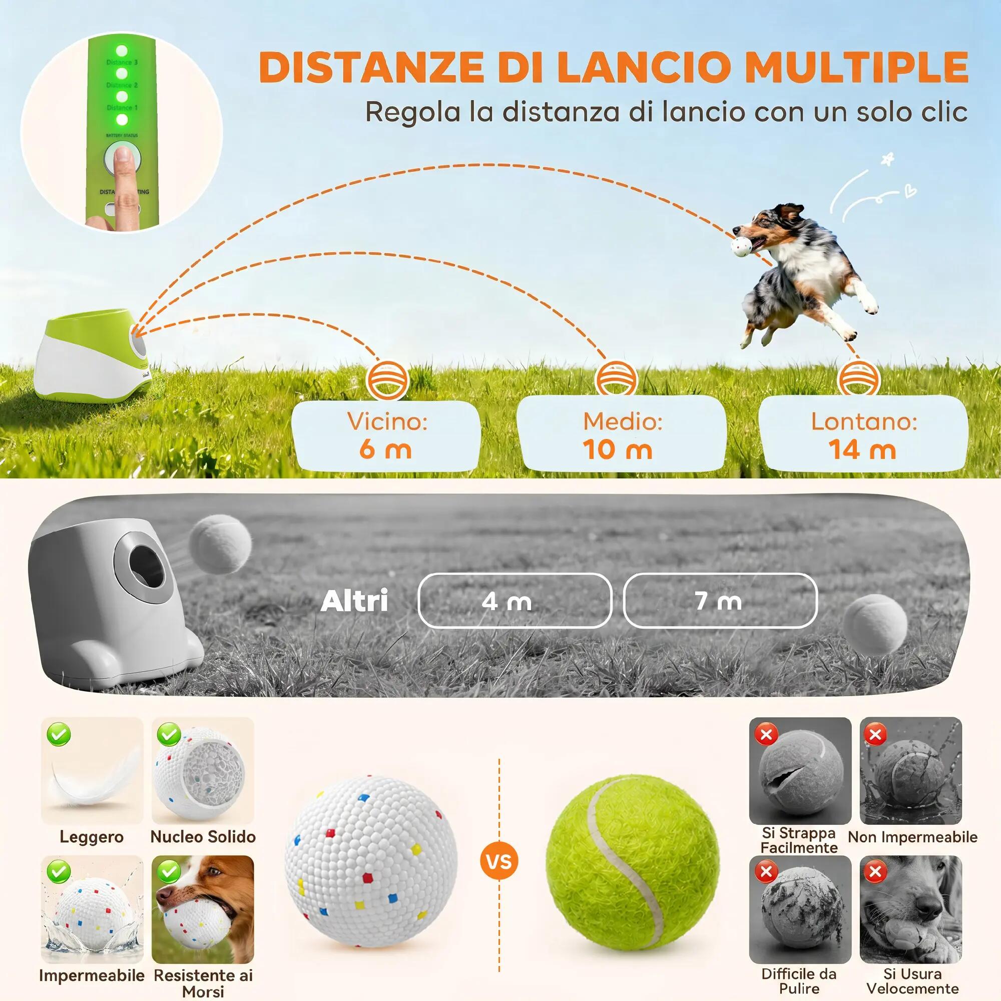 Lançador automático de bolas para animais de estimação verde PawHut 4/8