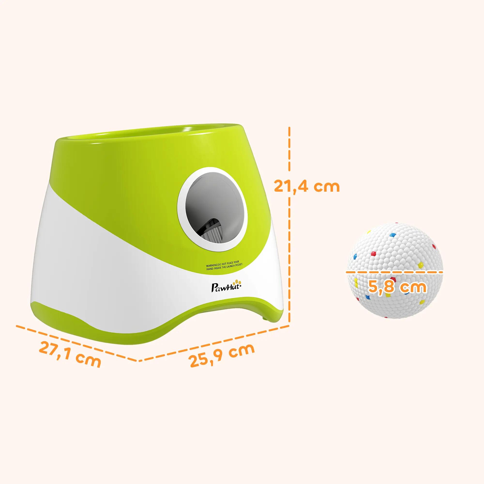 Lançador automático de bolas para animais de estimação verde PawHut 3/8