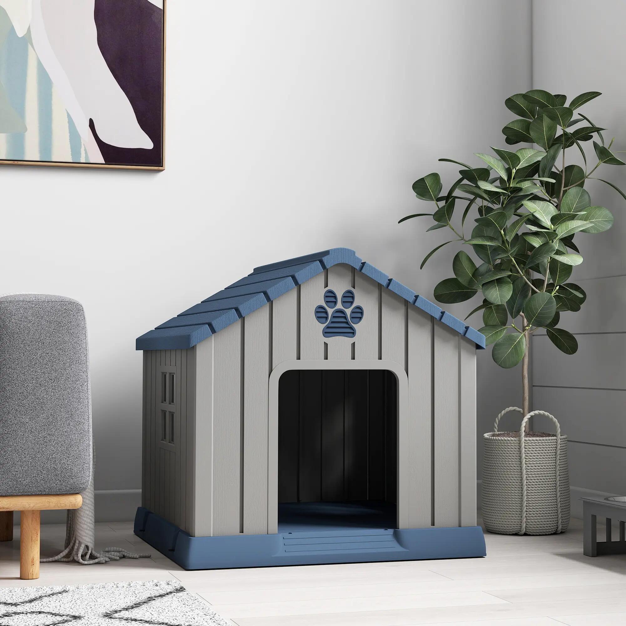 Casota para cães 85x79x82 cm cinzento PawHut 7/9