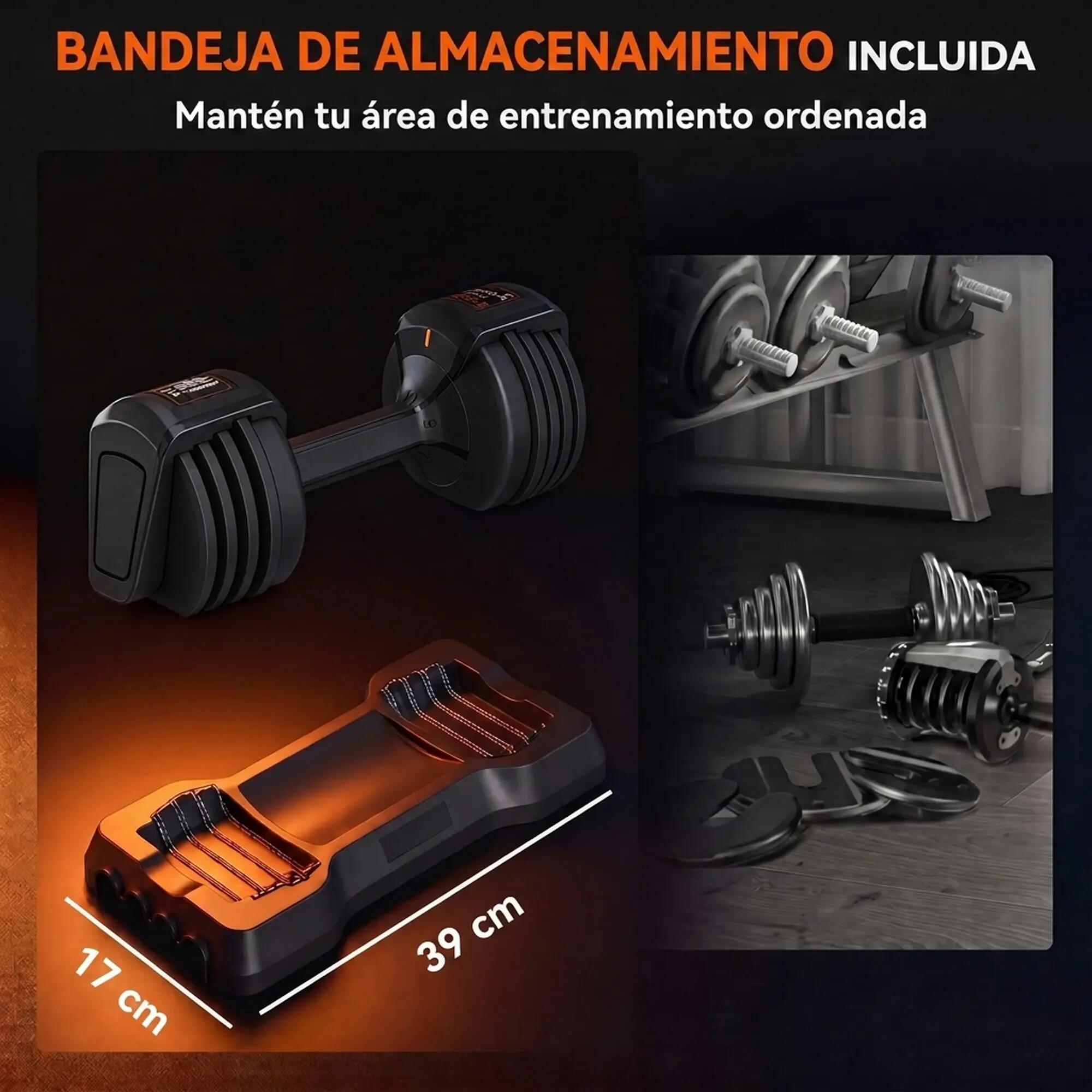 Conjunto de haltere ajustável 39x14.5x14.5 cm preto SPORTNOW 6/9