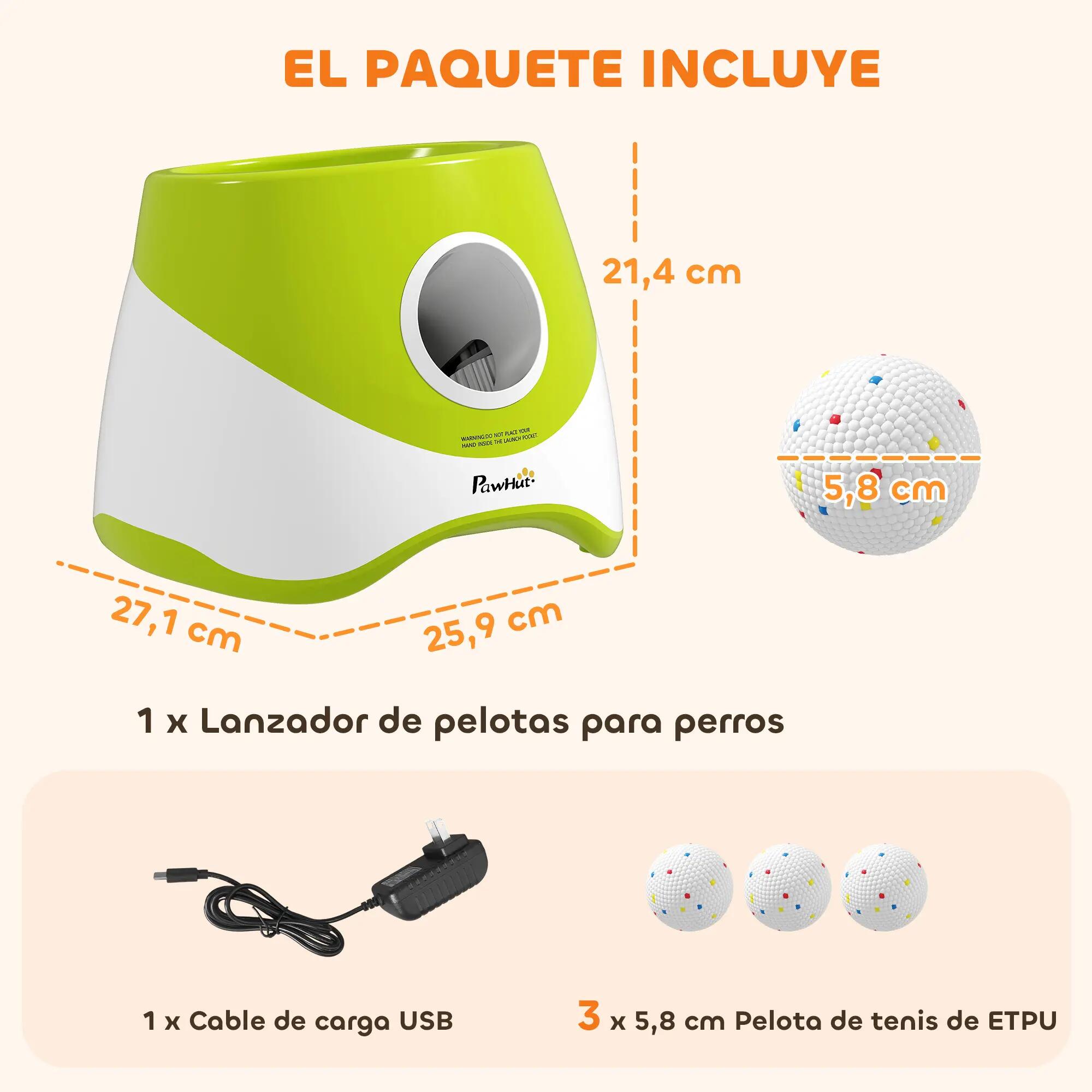 Lançador automático de bolas para animais de estimação verde PawHut 2/8