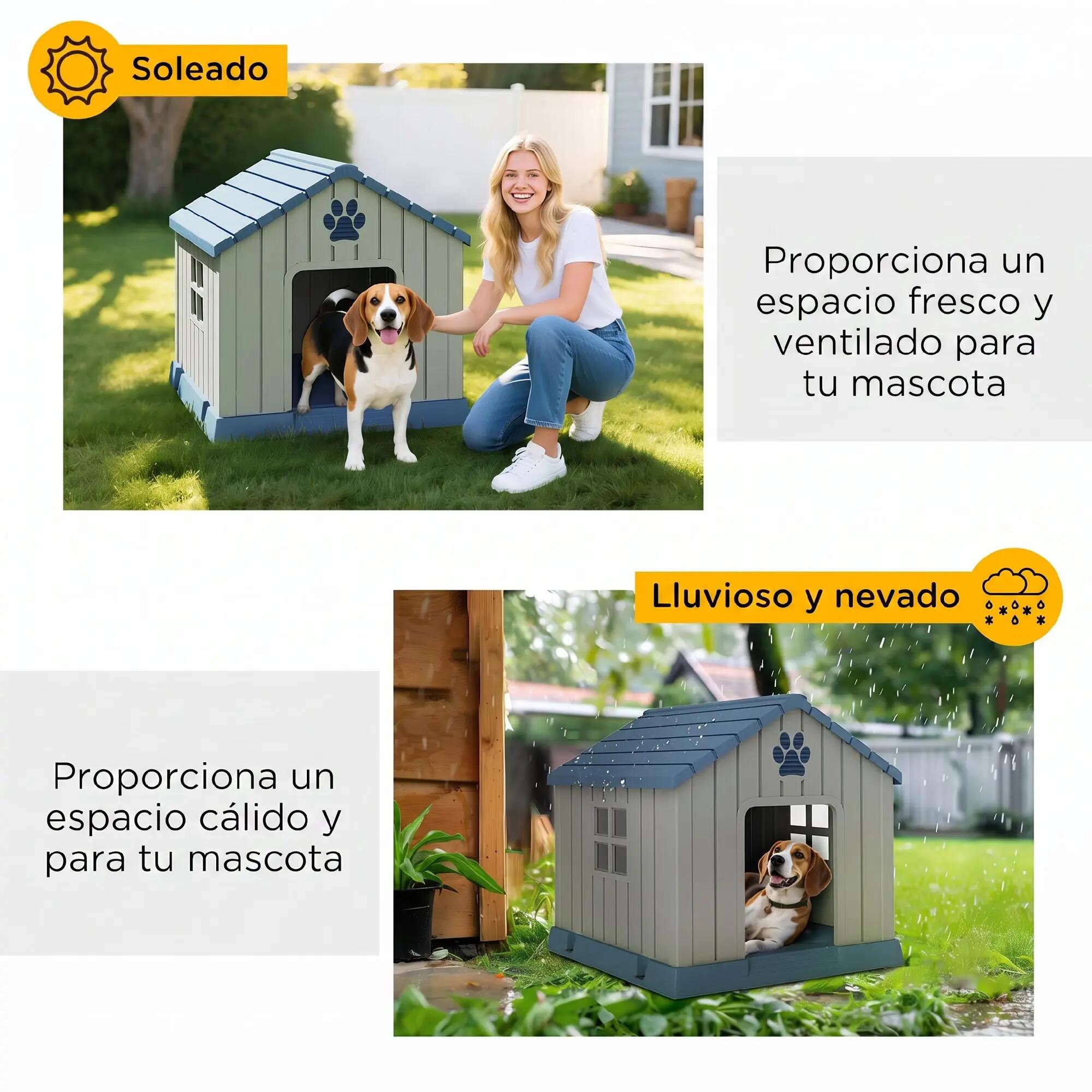 Casota para cães 85x79x82 cm cinzento PawHut 5/9