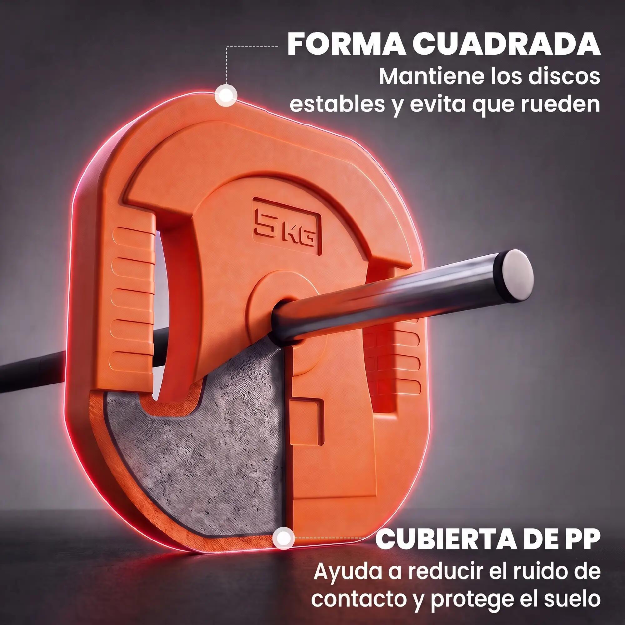 Barra com pesos amarelo, laranja e verde SPORTNOW 6/9