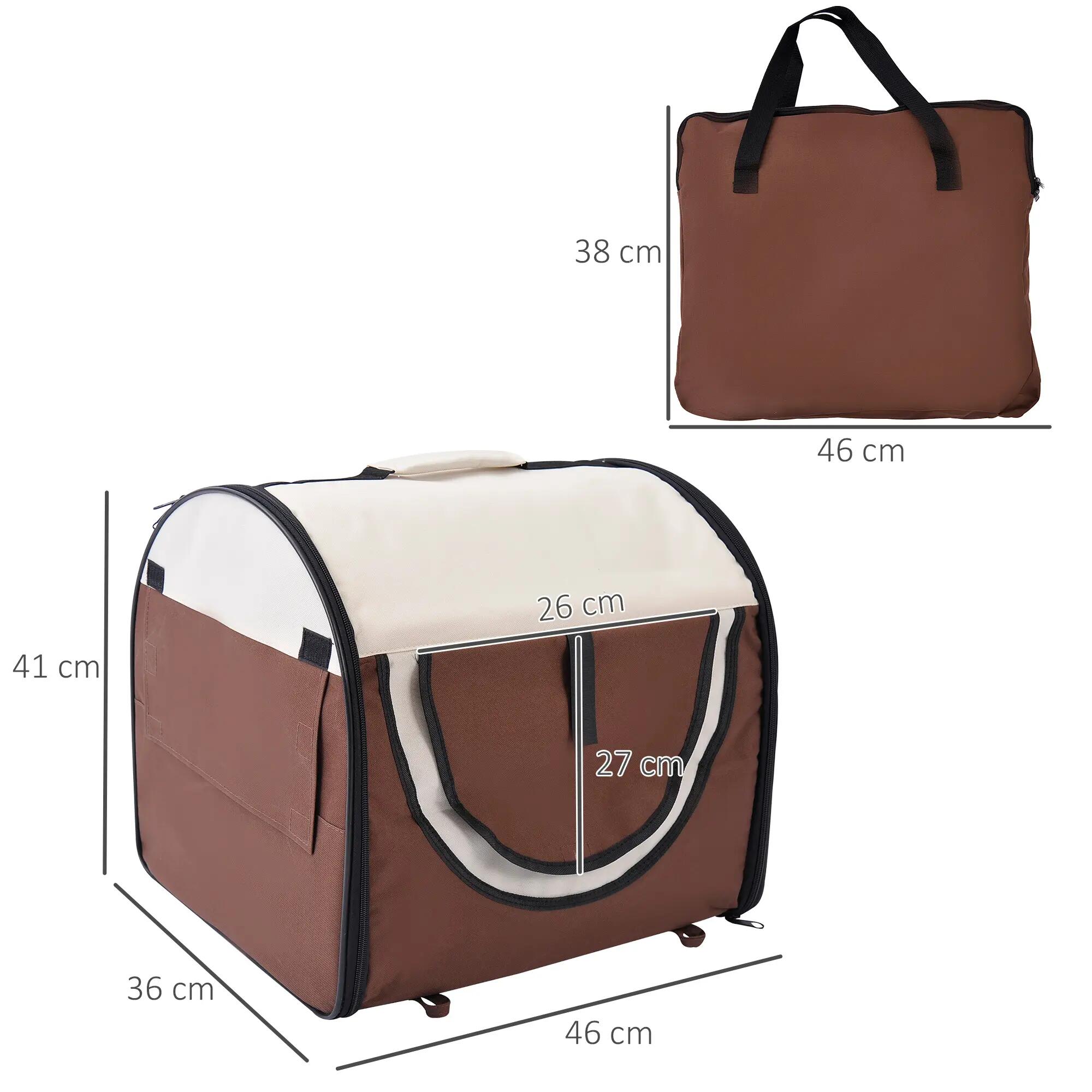 Transportador para animais de estimação 46x36x41 cm castanho PawHut 2/9