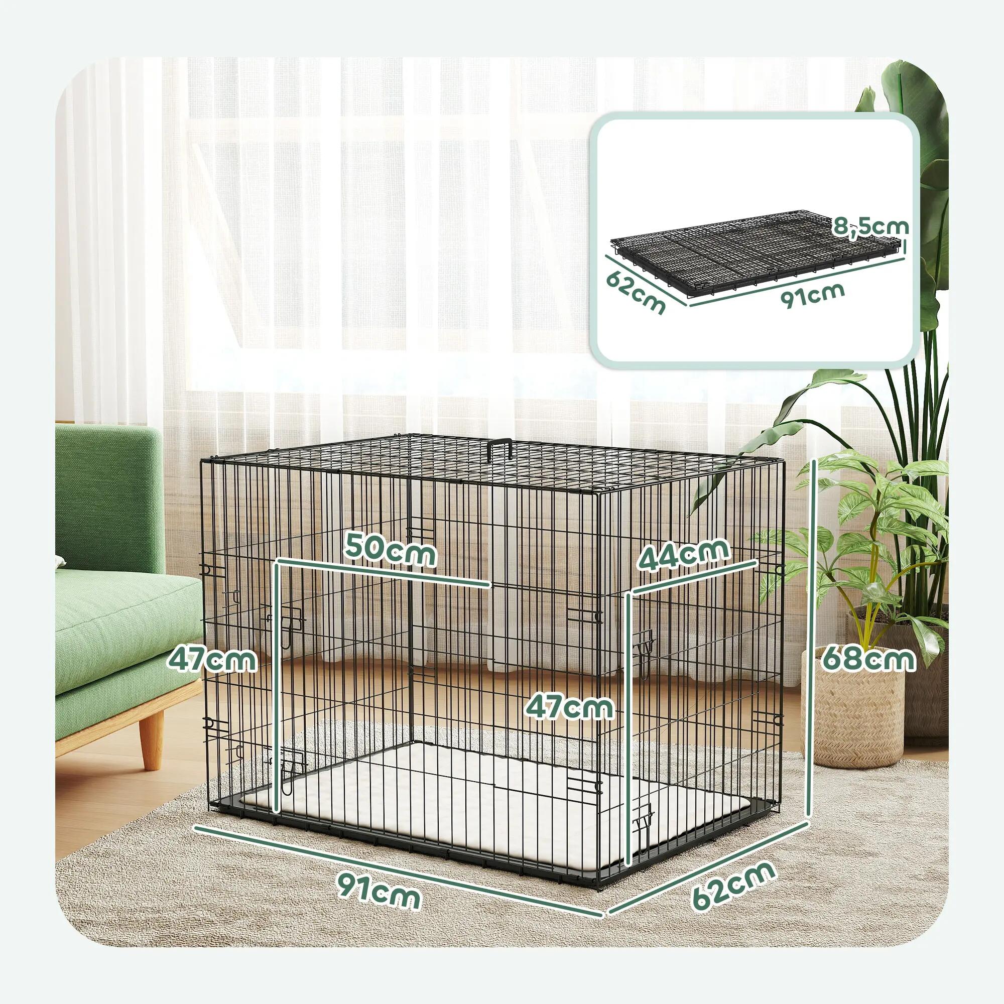 Gaiola para cães 90x57.5x62 cm preto PawHut 3/9