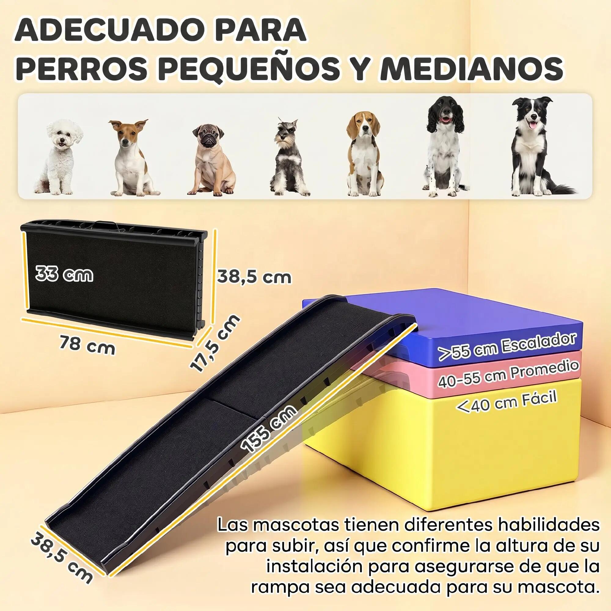 Rampa para cães 155x38.5x15.5 cm preto PawHut 2/8
