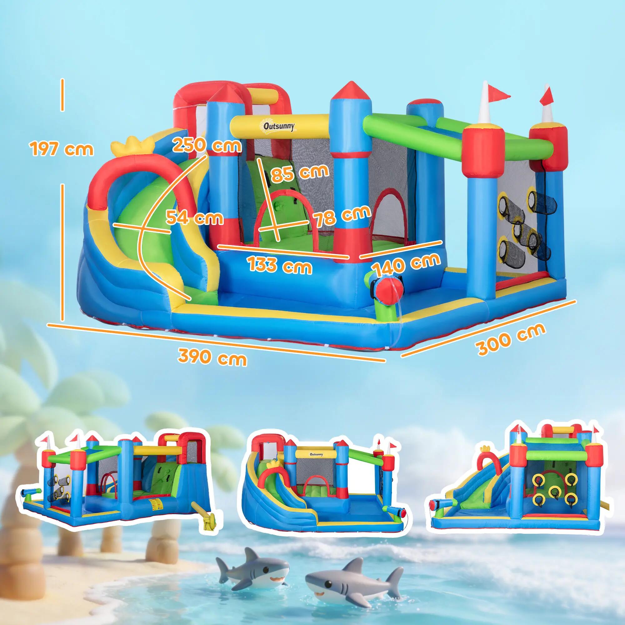 Castelo insuflável 390x300x197cm multicolorido Outsunny 3/7