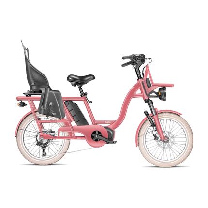 Elektrische bakfiets L'Original Le Court rose poudrée pack baby
