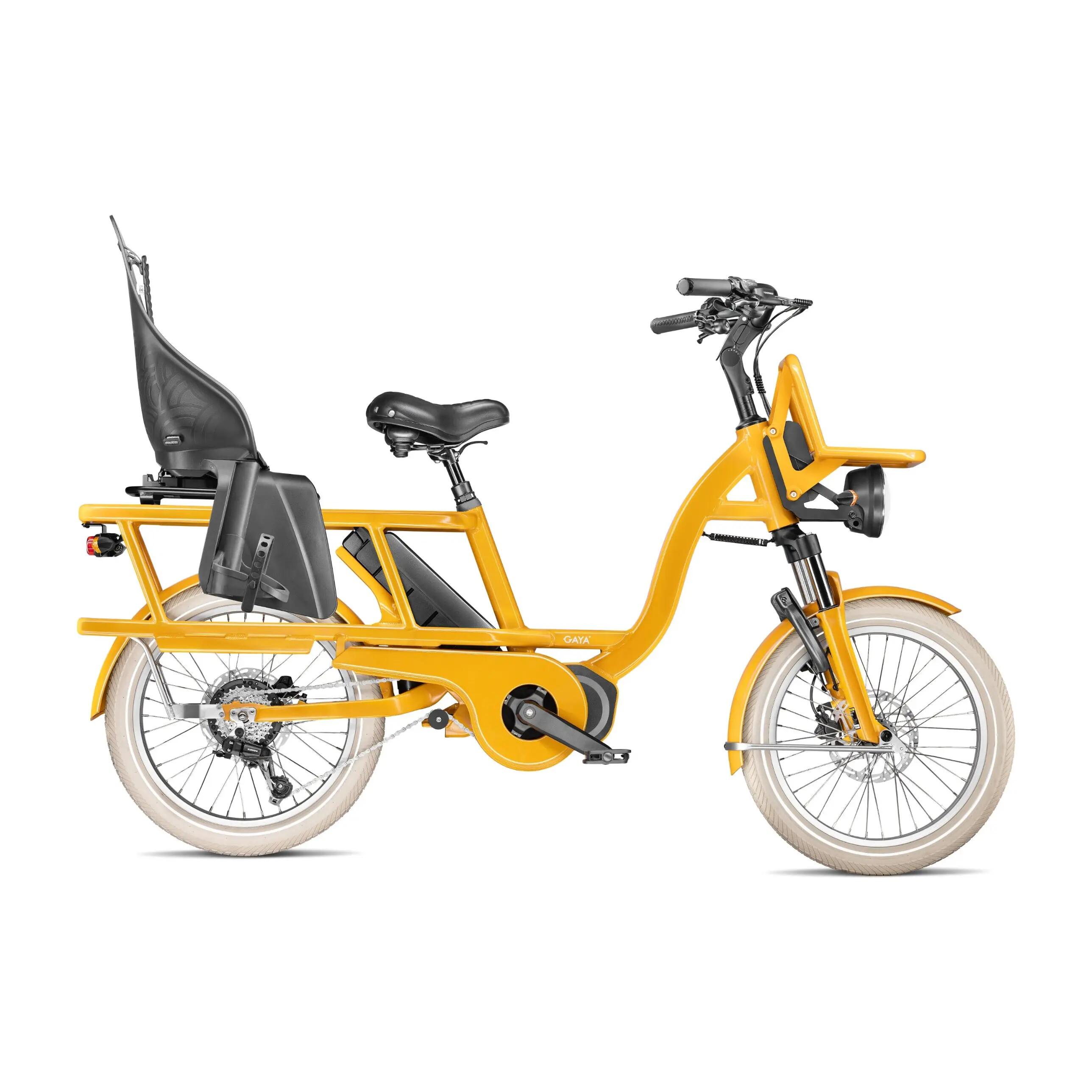 Vélo cargo électrique L'Incroyable Le Court safran pack bébé 1/7