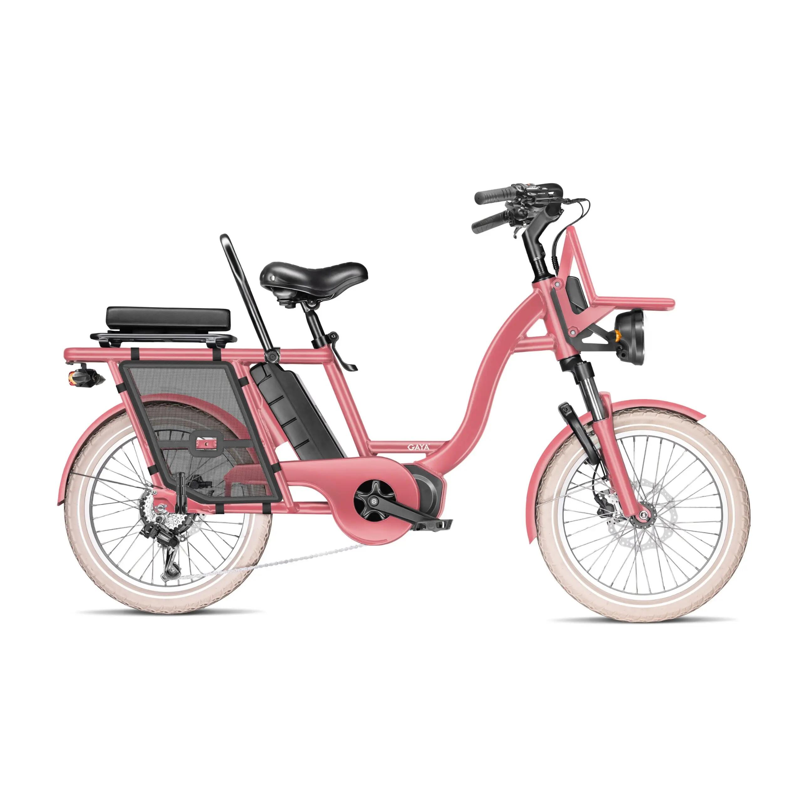 Vélo cargo électrique L'Original Le Court rose poudrée pack adulte 1/7