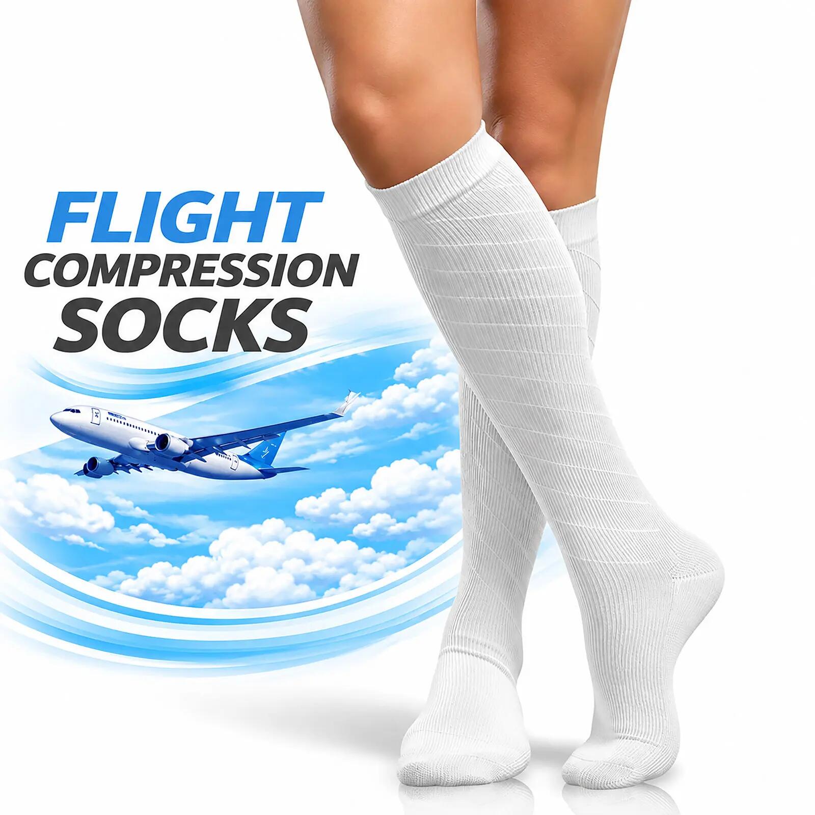 Chaussettes de Compression Contention Sport Course à Pied et Avion Femme Homme 3/12