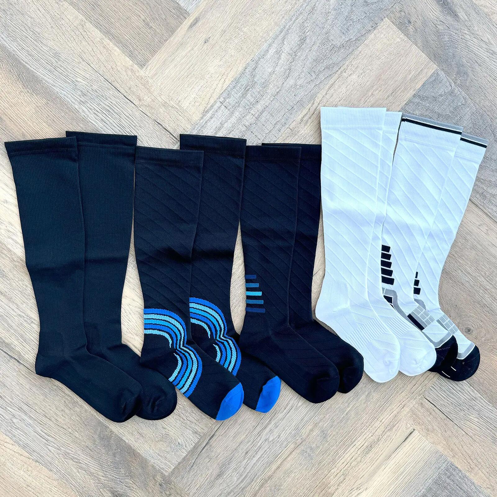 Compressiekousen dames heren sport, hardlopen, vliegen, reizen, wandelen 5/9