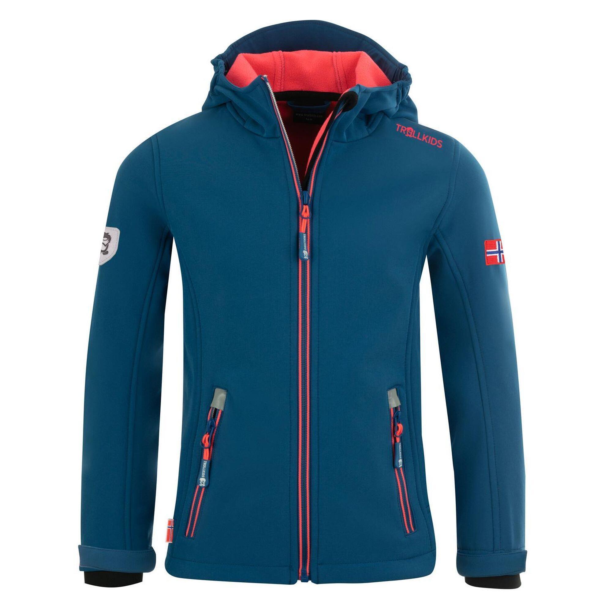 Girls Trollfjord Waterproof Softshell Jacket Midnight Blue / Coral