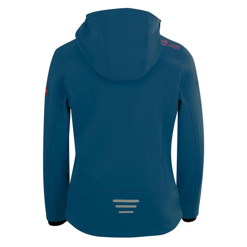 Mädchen Softshelljacke Trollfjord Wasserabweisend Mitternachtsblau / Coral