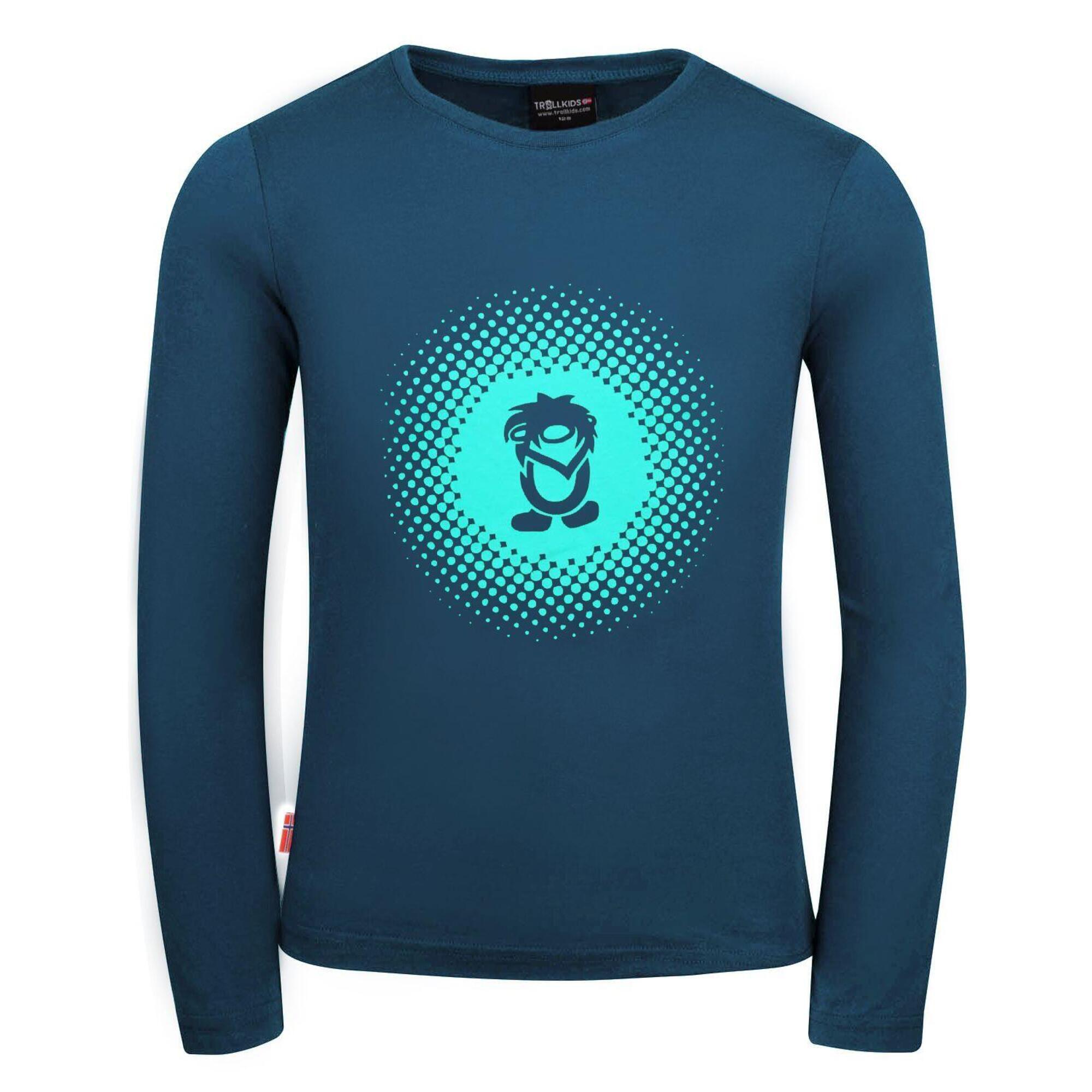 TROLLKIDS Kinder Longsleeve Pointillism Mitternachtsblau/Dunkleminze