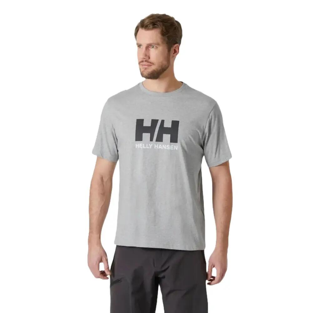 Camiseta Gris Helly Hansen HH Logo Hoodie Grey Melang 3/5
