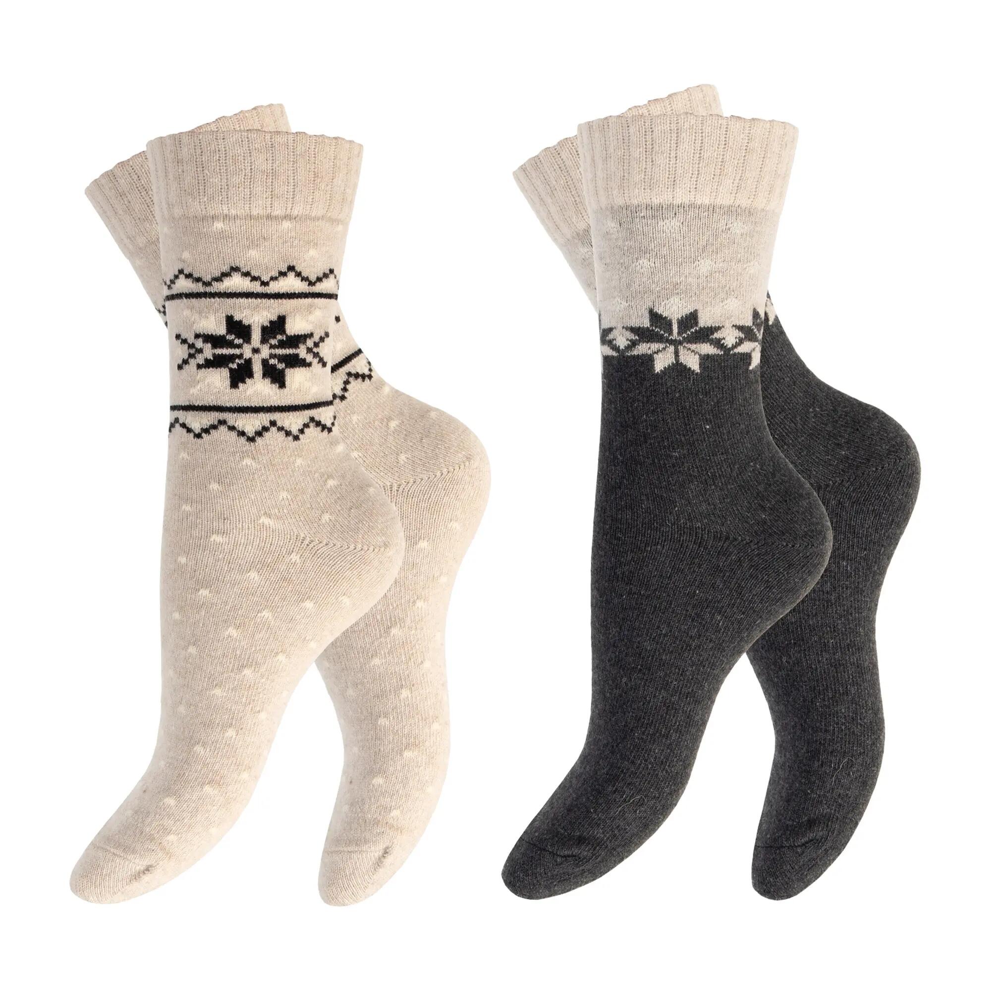 Damen Wintersocken mit 40 % Wolle 4 Paar warme Freizeitsocken Norwegermuster 7/7