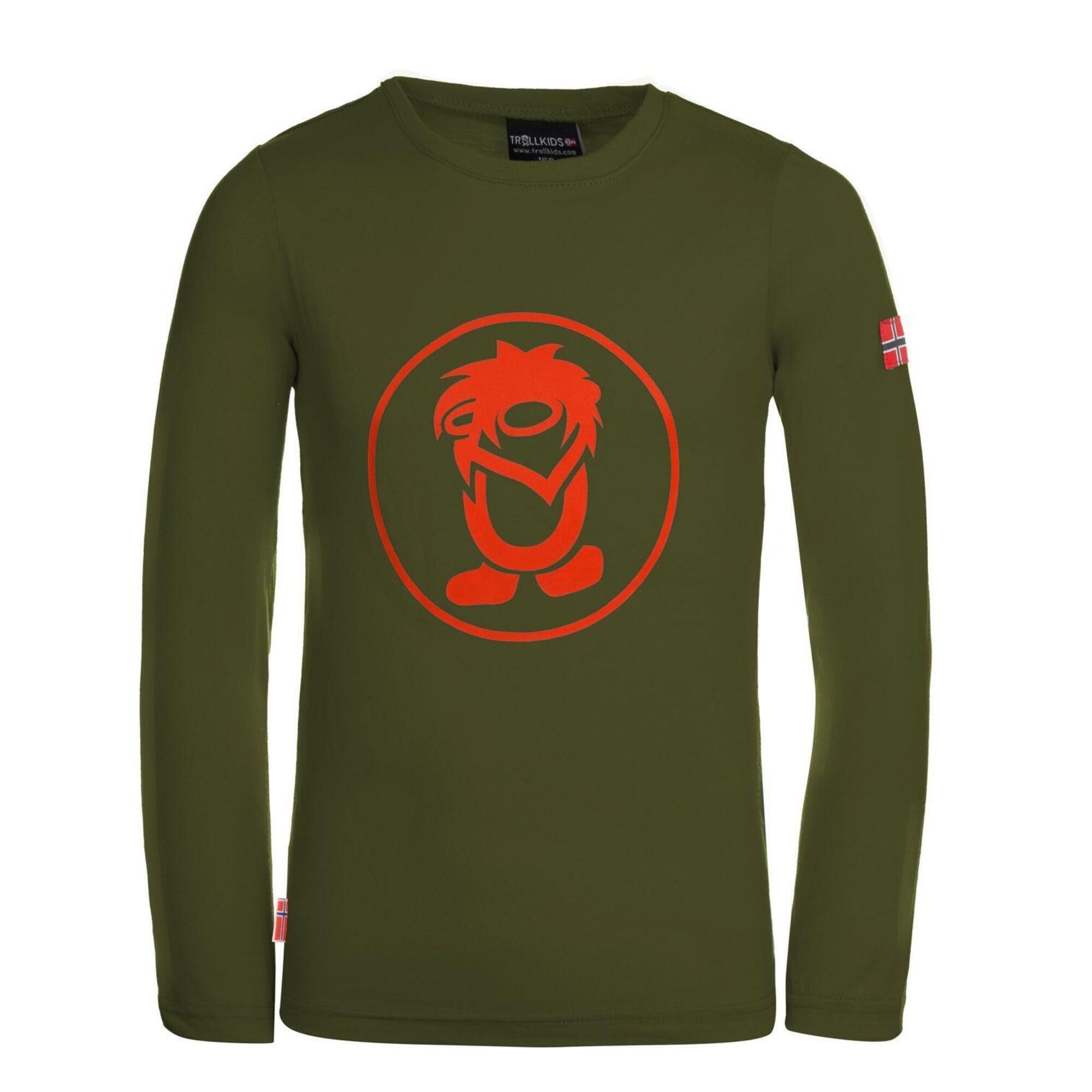 TROLLKIDS Kinder Longsleeve Troll Waldgrün/Orange
