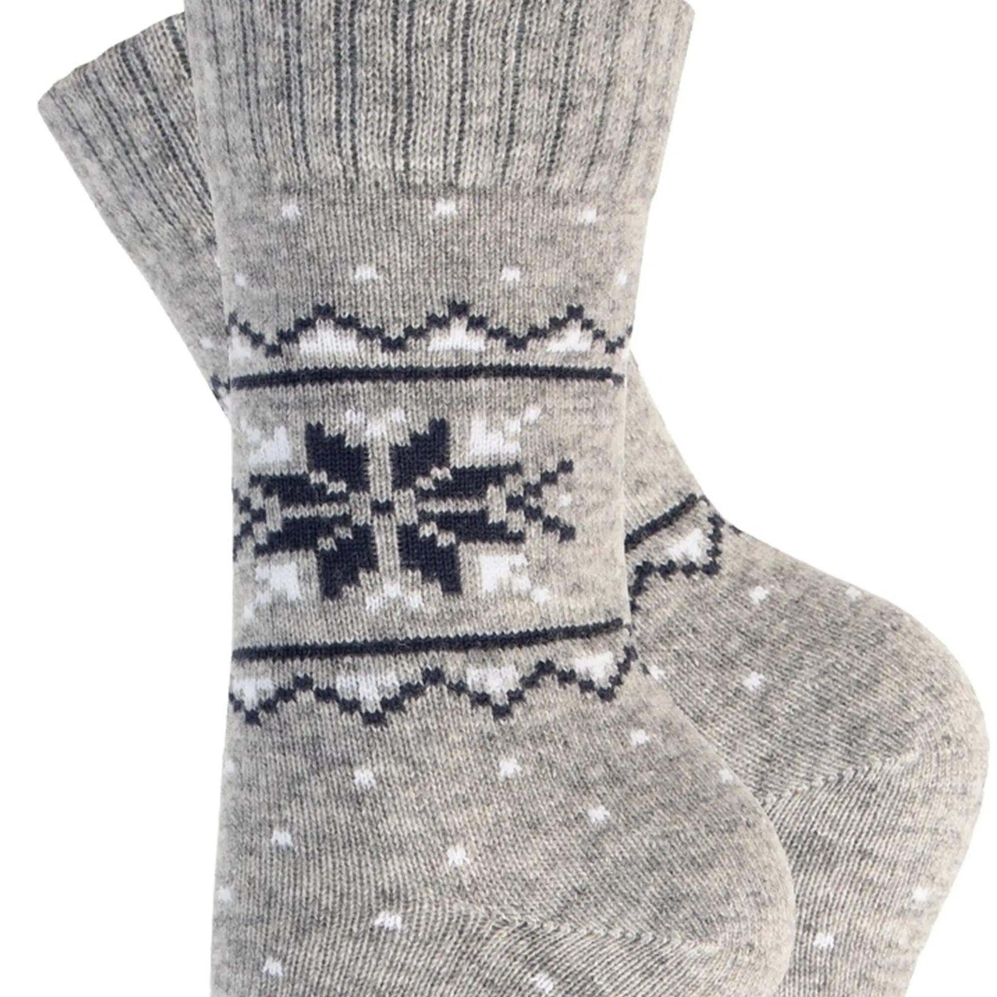 Damen Wintersocken mit 40 % Wolle 4 Paar warme Freizeitsocken Norwegermuster 3/7