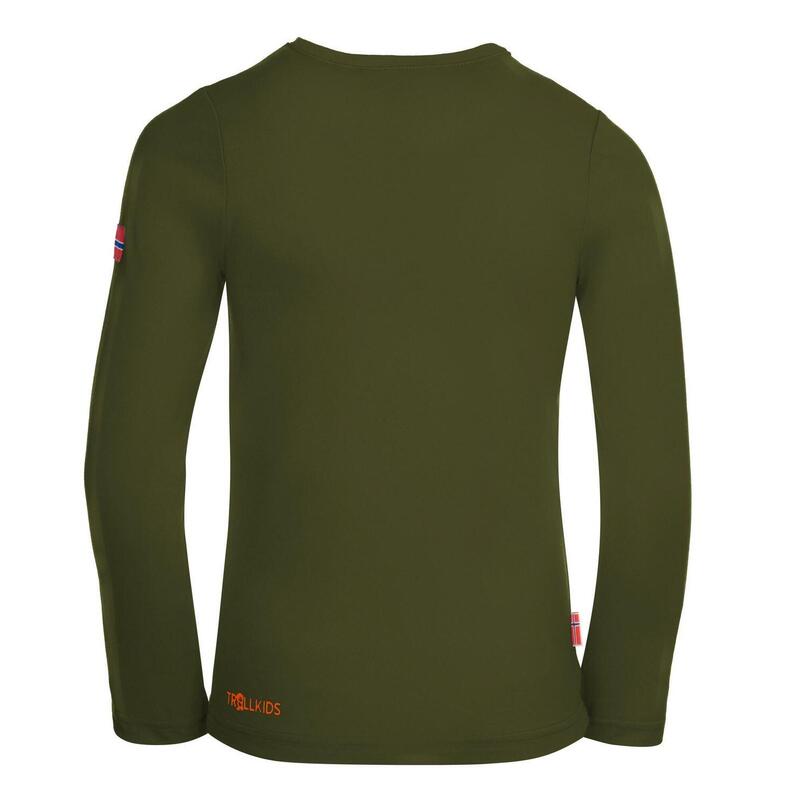 Kinder Longsleeve Troll Waldgrün/Orange