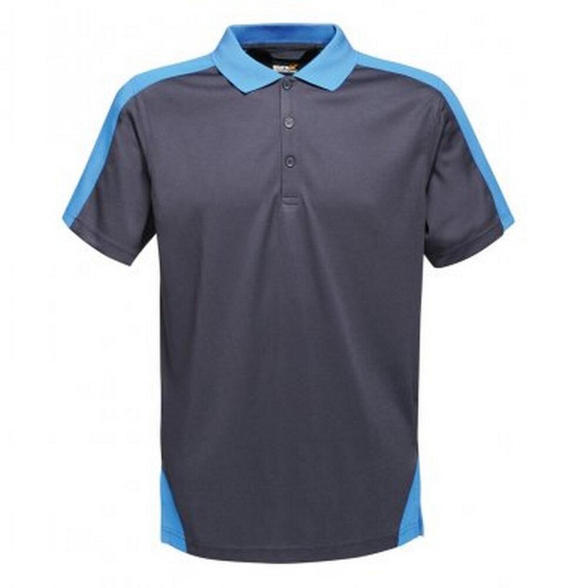 Contrast Coolweave Pique Polo Shirt (Navy/New Royal) 1/3