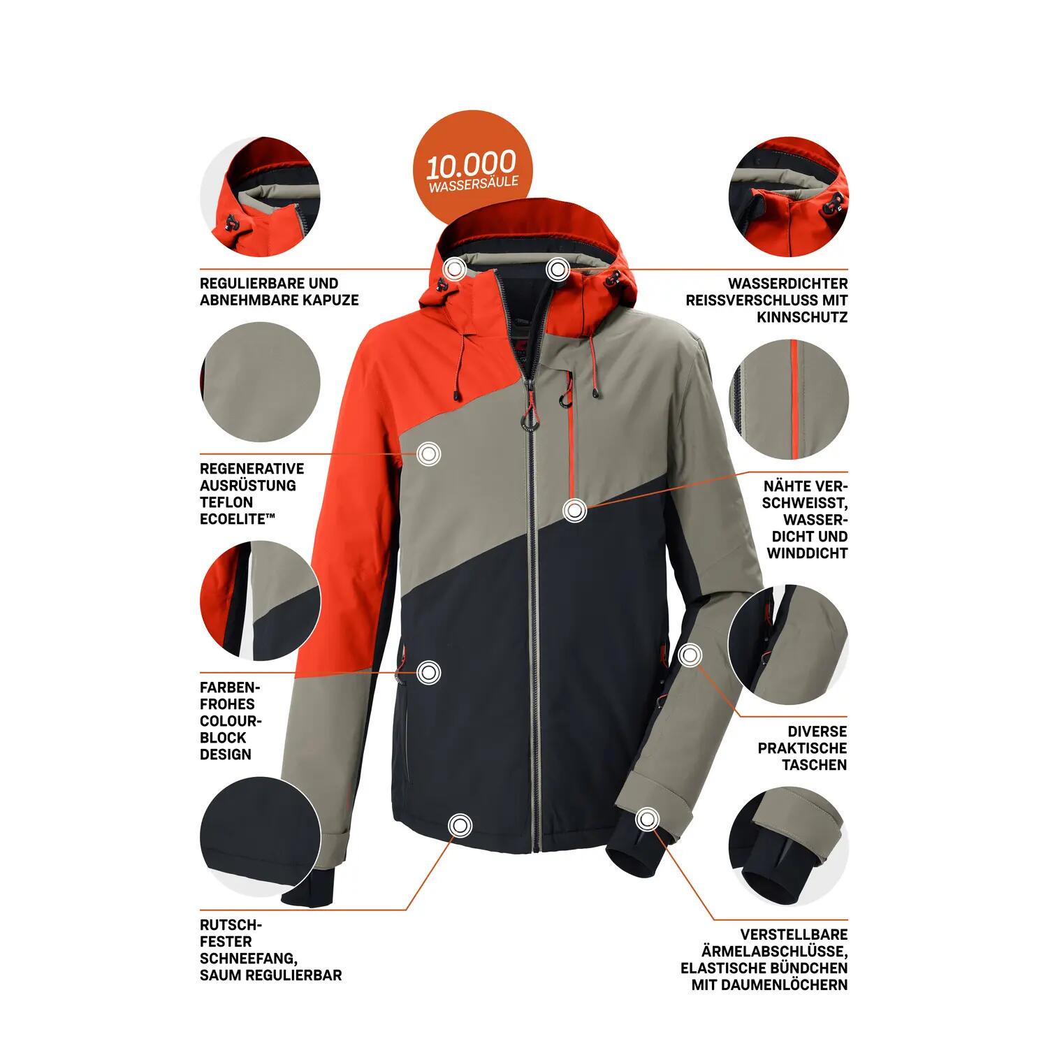 Killtec KSW 89 Ski Jas Heren - Oranje/Grijs/Zwart 5/11
