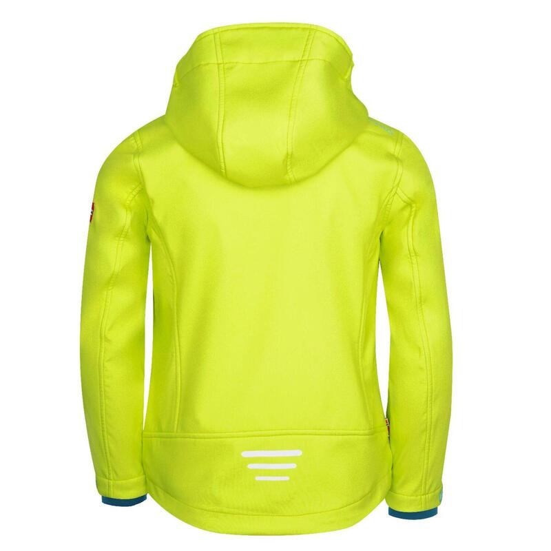 Kinder Softshell Jacke Trollfjord Limegelb/Petrolblau