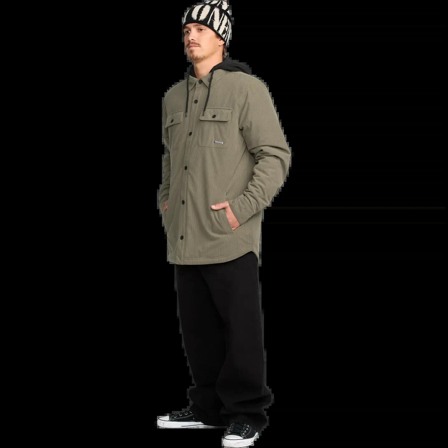Casaco Volcom KENSON INS FLANNEL com capuz KHAKI GREEN 3/8