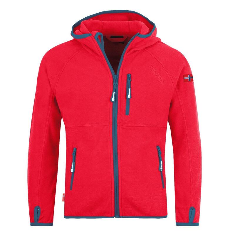 Kinder Fleece Jacke Sandefjord Rot/Petrol