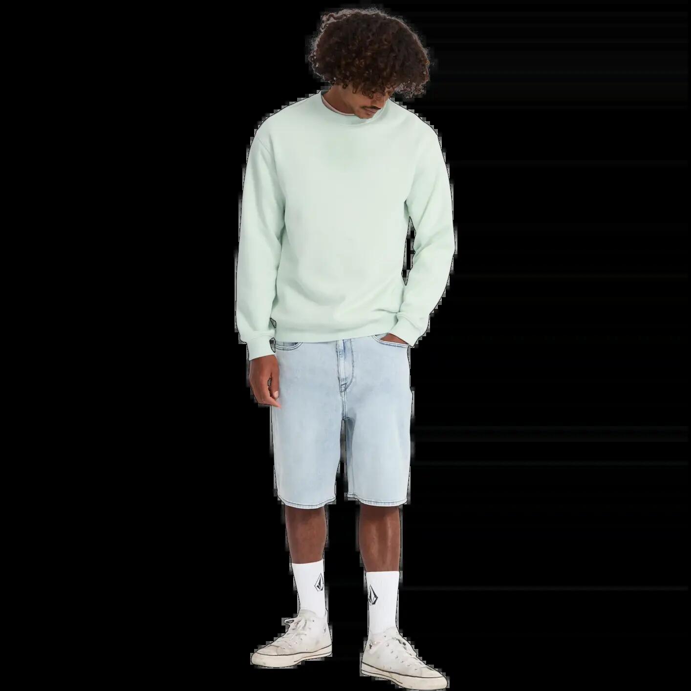 Volcom SINGLE STONE CREW Felpa Nera e Blu Chiaro 7/7