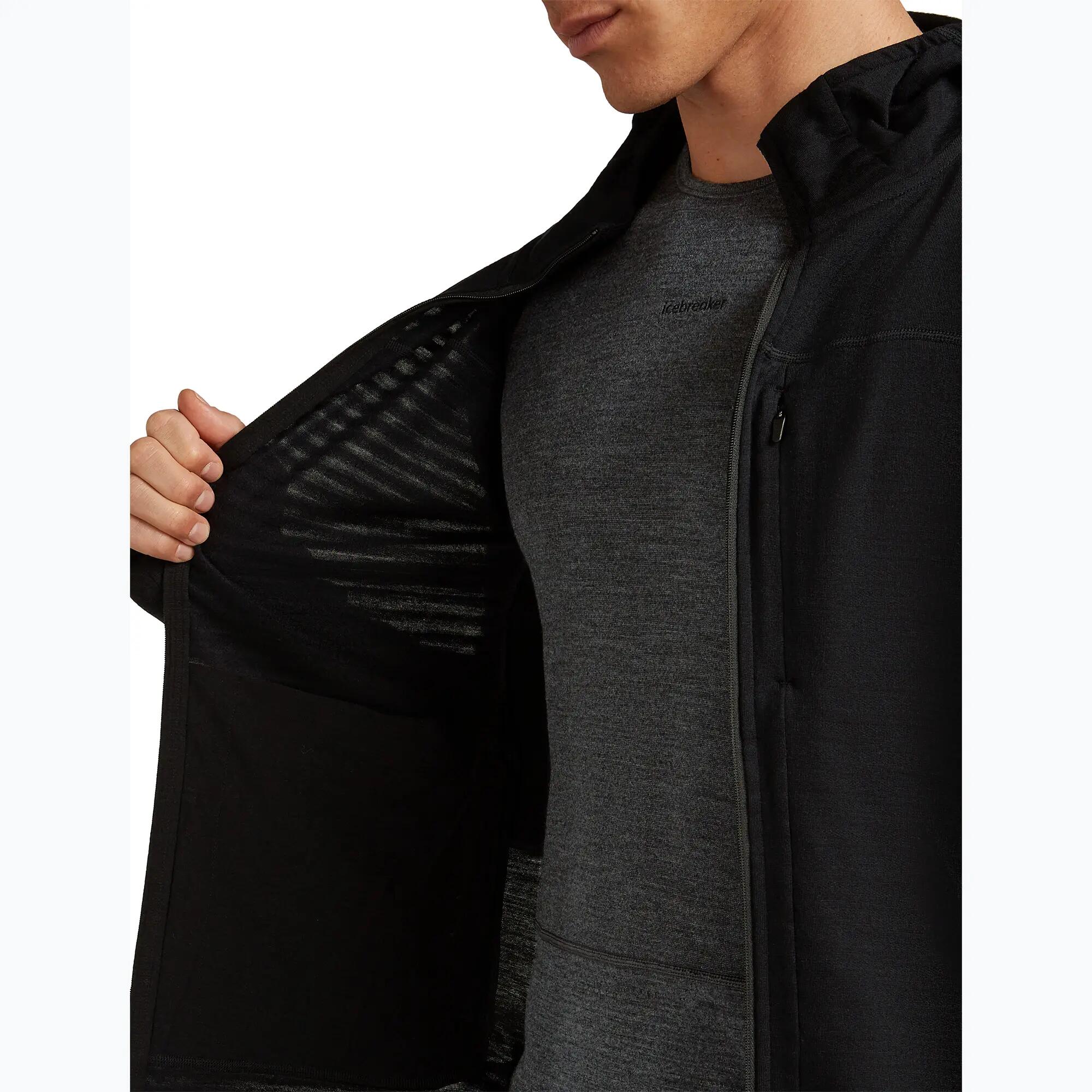 Felpa trekking uomo con cappuccio Icebreaker Merino 300 Realfleece Descender Zip 7/7