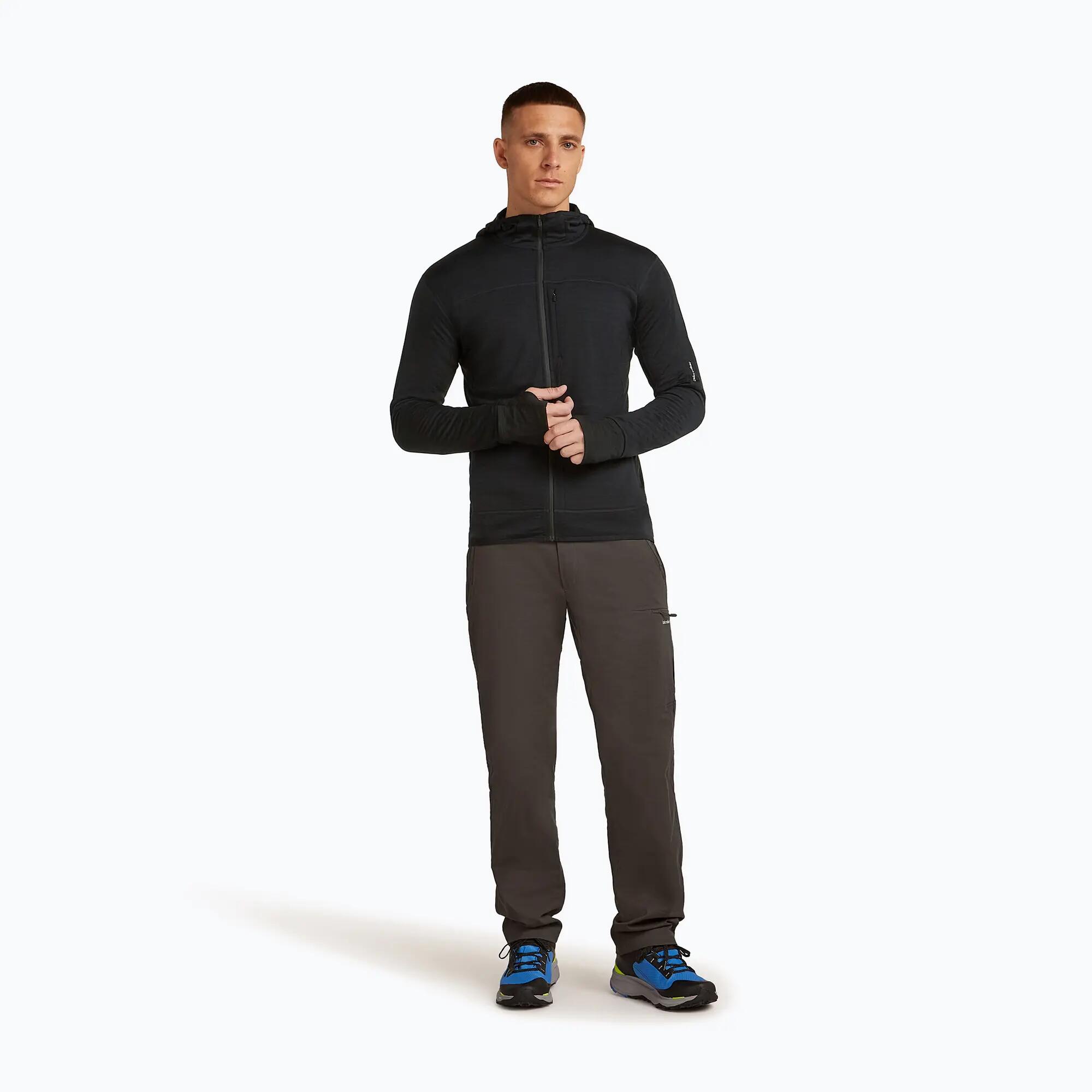 Felpa trekking uomo con cappuccio Icebreaker Merino 300 Realfleece Descender Zip 2/7