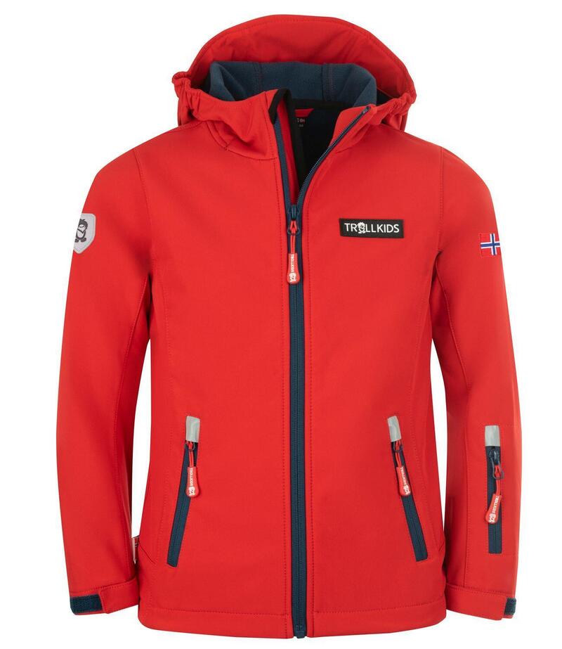 Kinder Softshell Jacke Oslofjord Wasserabweisend Hellrot / Blau