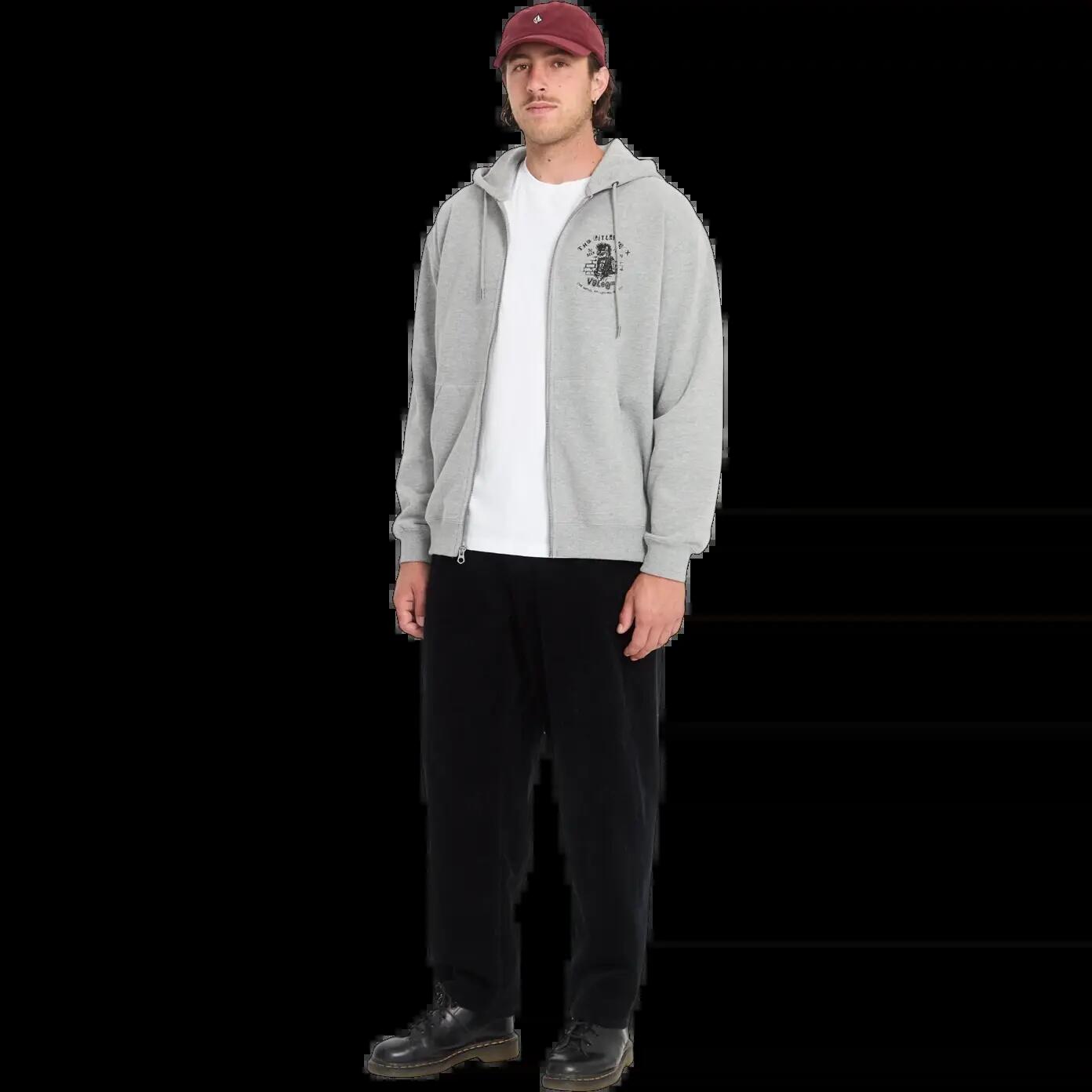 Sweat à capuche et à zip Volcom CATASTROPHY ZIP Gris Chiné 6/6