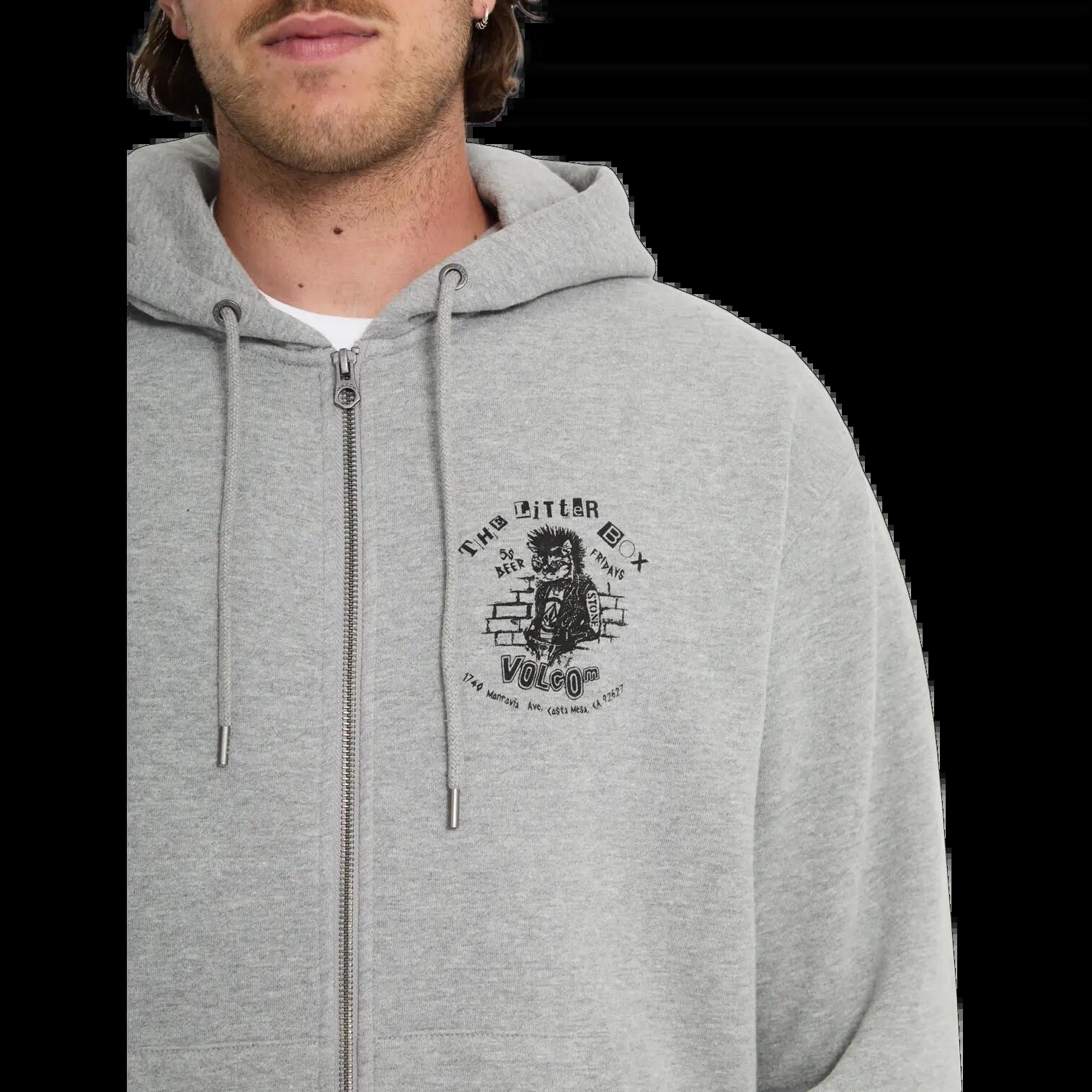 Sweat à capuche et à zip Volcom CATASTROPHY ZIP Gris Chiné 4/6