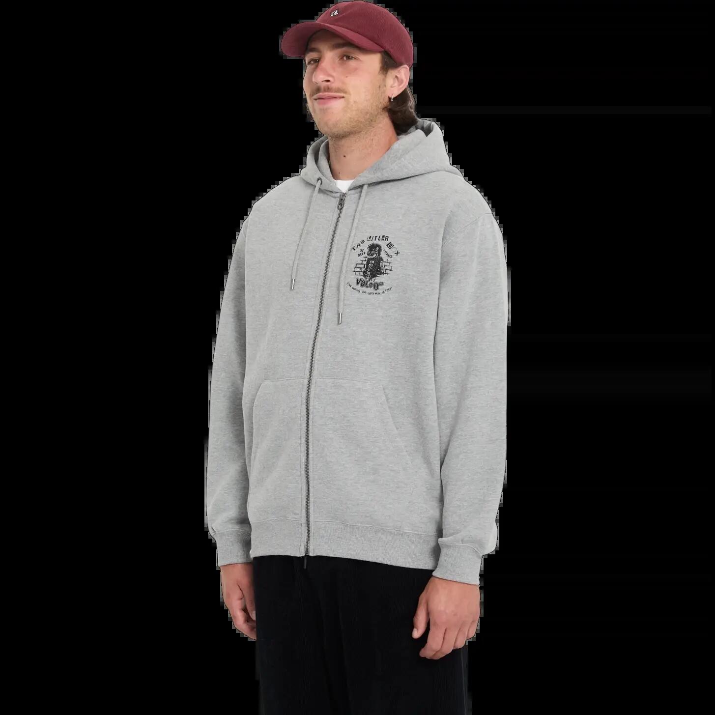 Sweat à capuche et à zip Volcom CATASTROPHY ZIP Gris Chiné 3/6