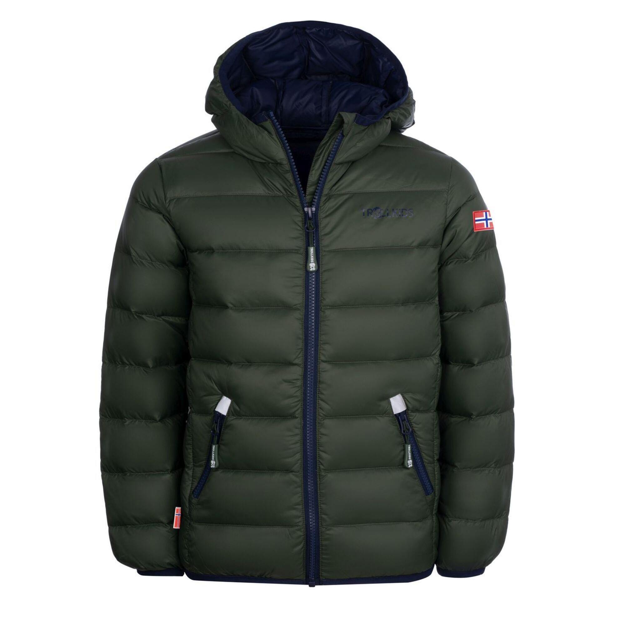 Dovrefjell children's down jacket forest green/navy blue