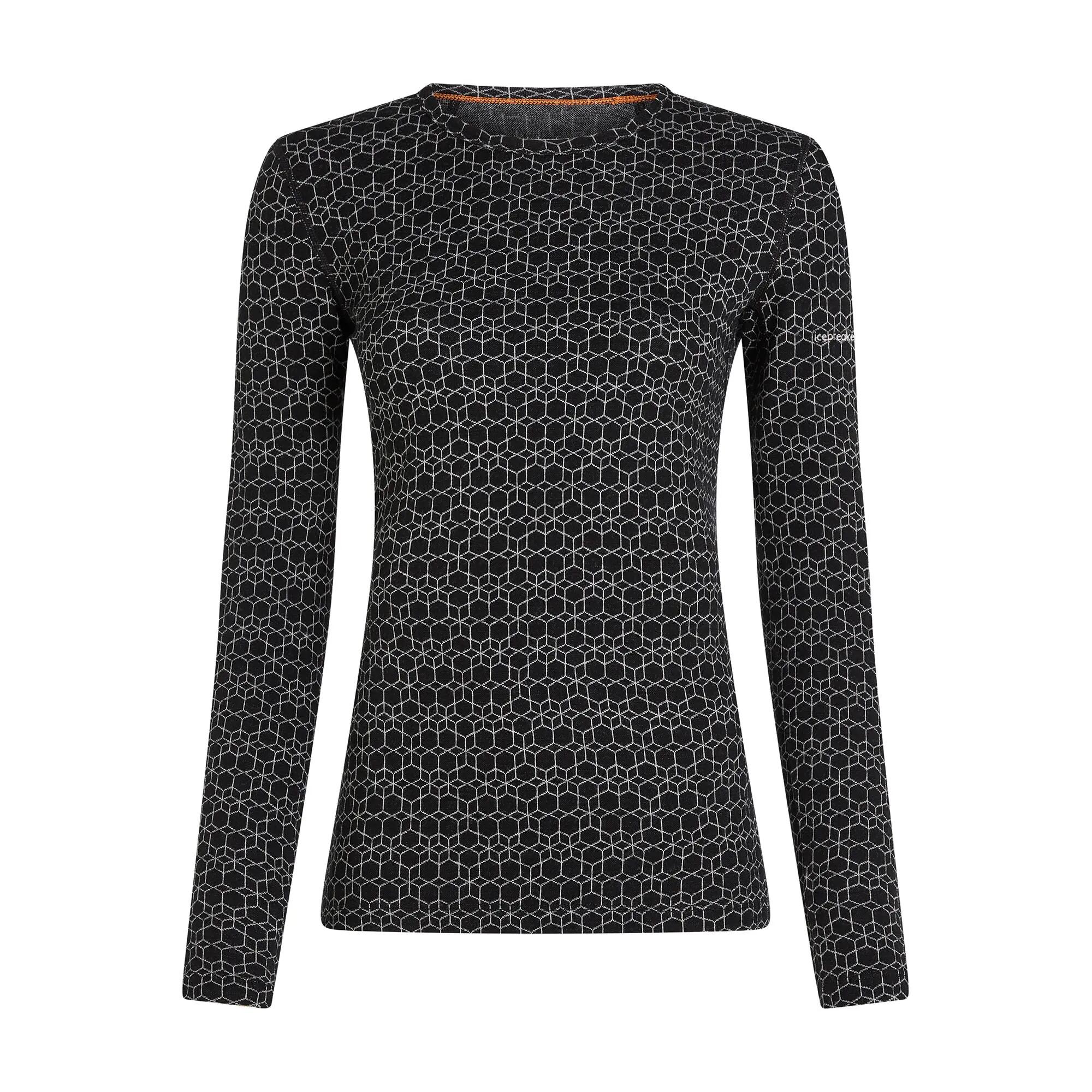 Icebreaker Merino Women's 260 Tech Vertex Crewe Thermal Top Black/Snow 6/6