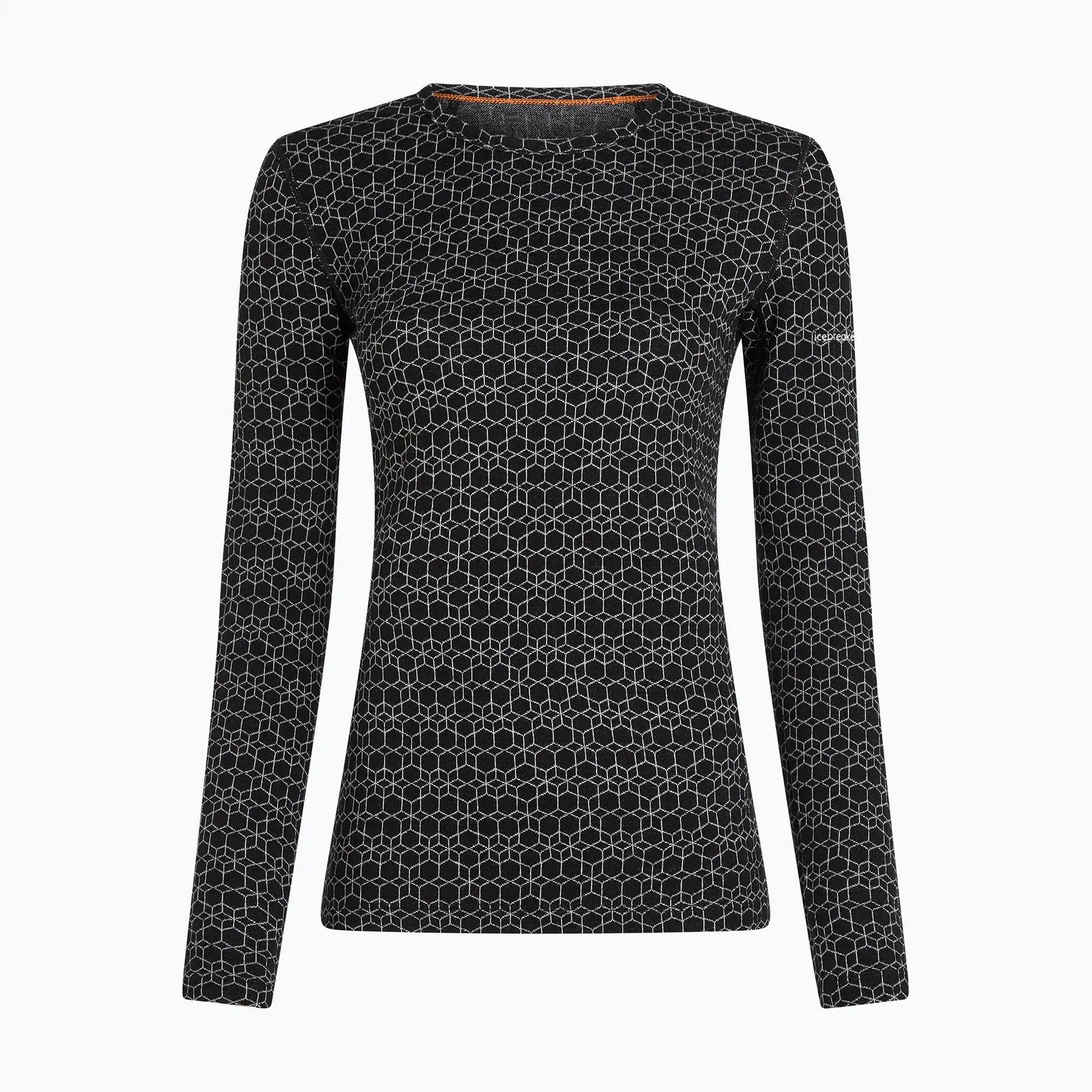 Icebreaker Merino Women's 260 Tech Vertex Crewe Thermal Top Black/Snow 5/6