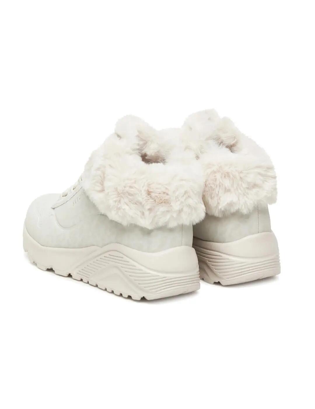 Chaussures pour Fille Skechers Uno lite Beige. 3/4