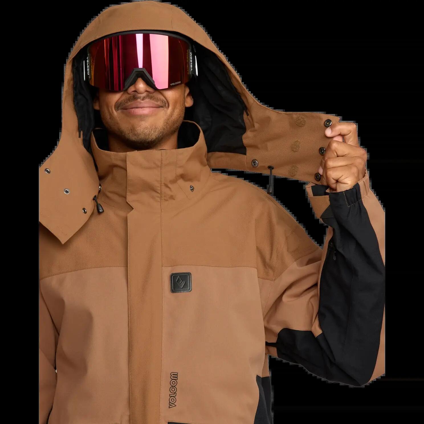 Casaco com capuz de snowboard Volcom Kleveland Marrón Terra 7/8